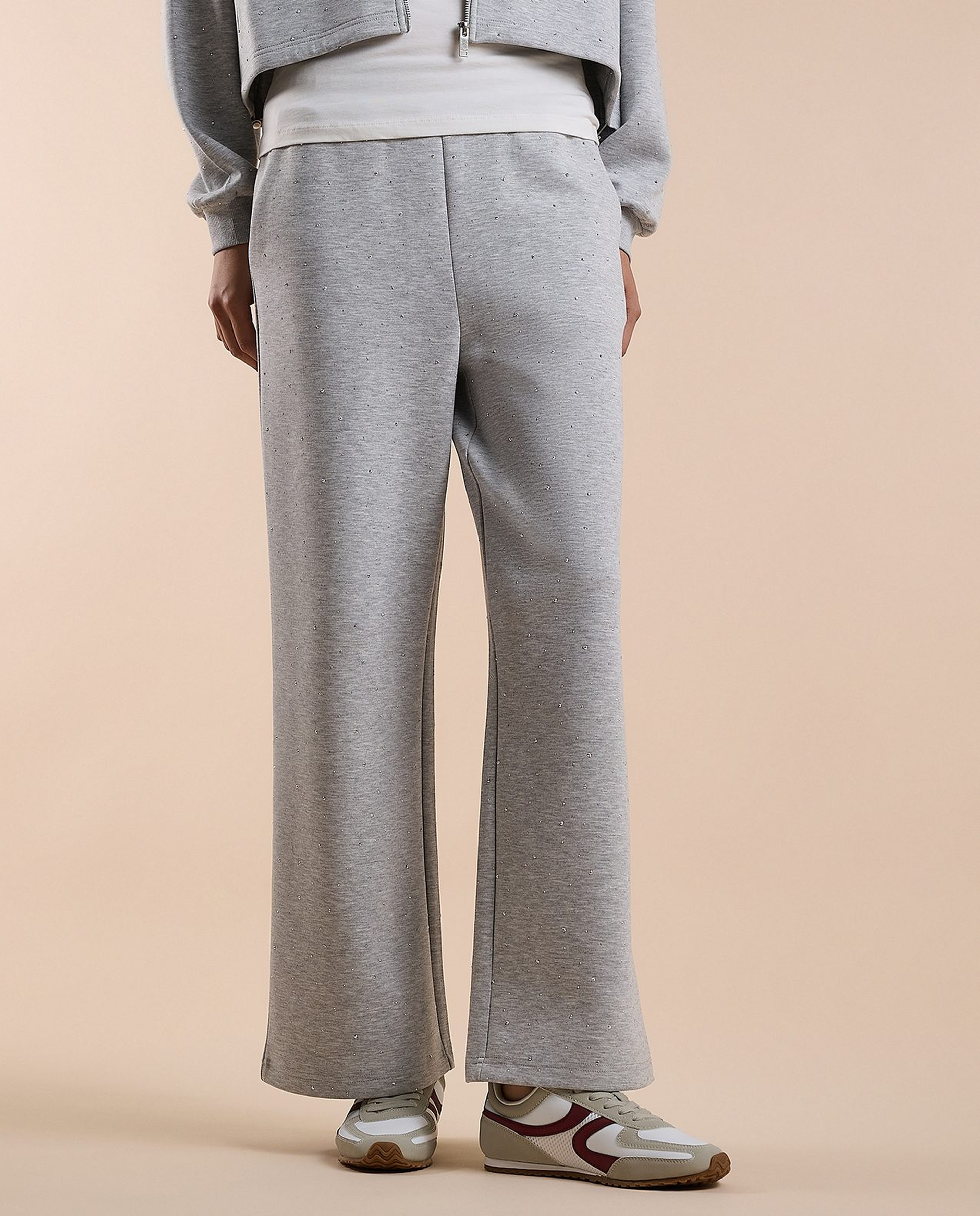 Studded Sweatpants with Elastic Waist
