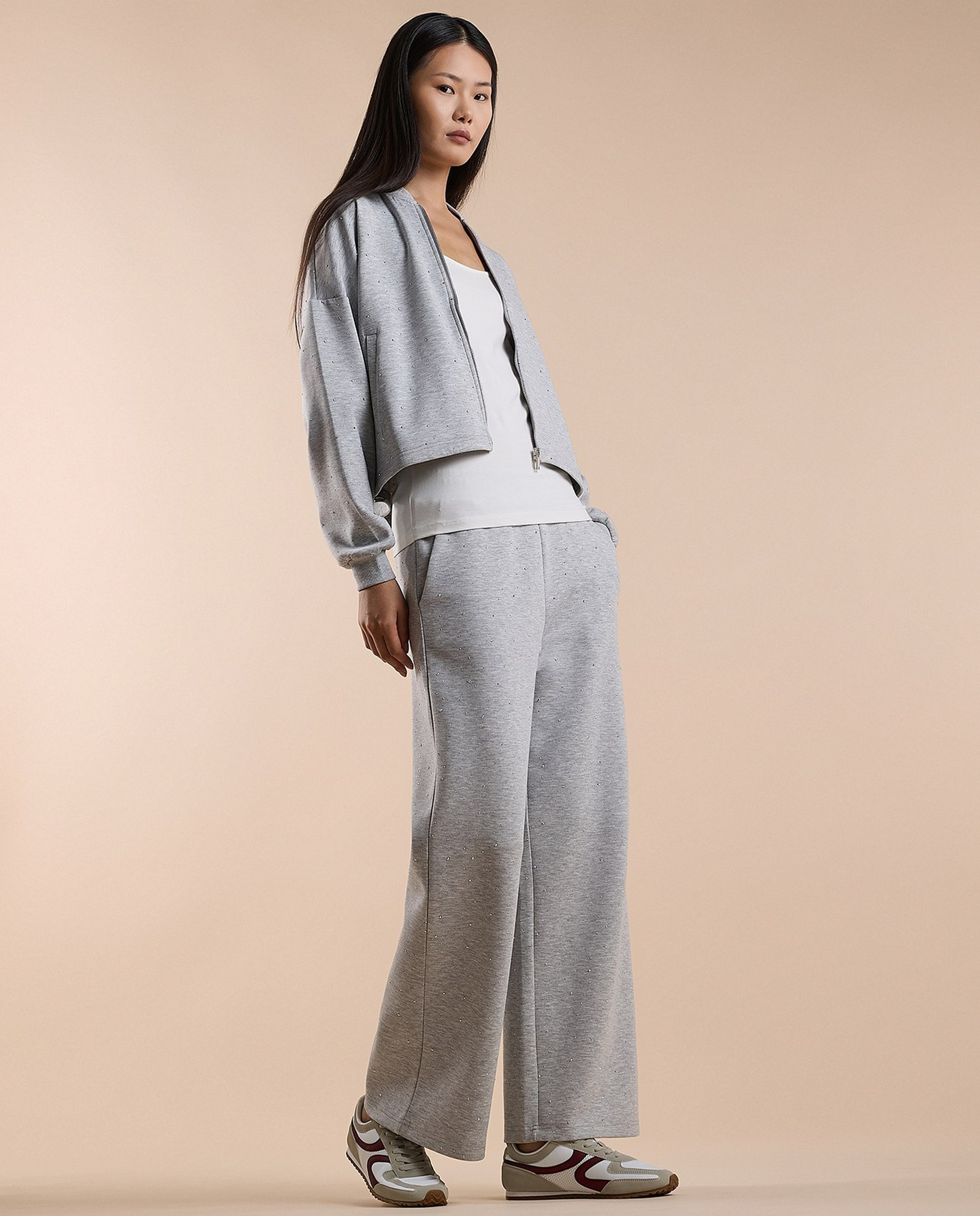 Studded Sweatpants with Elastic Waist