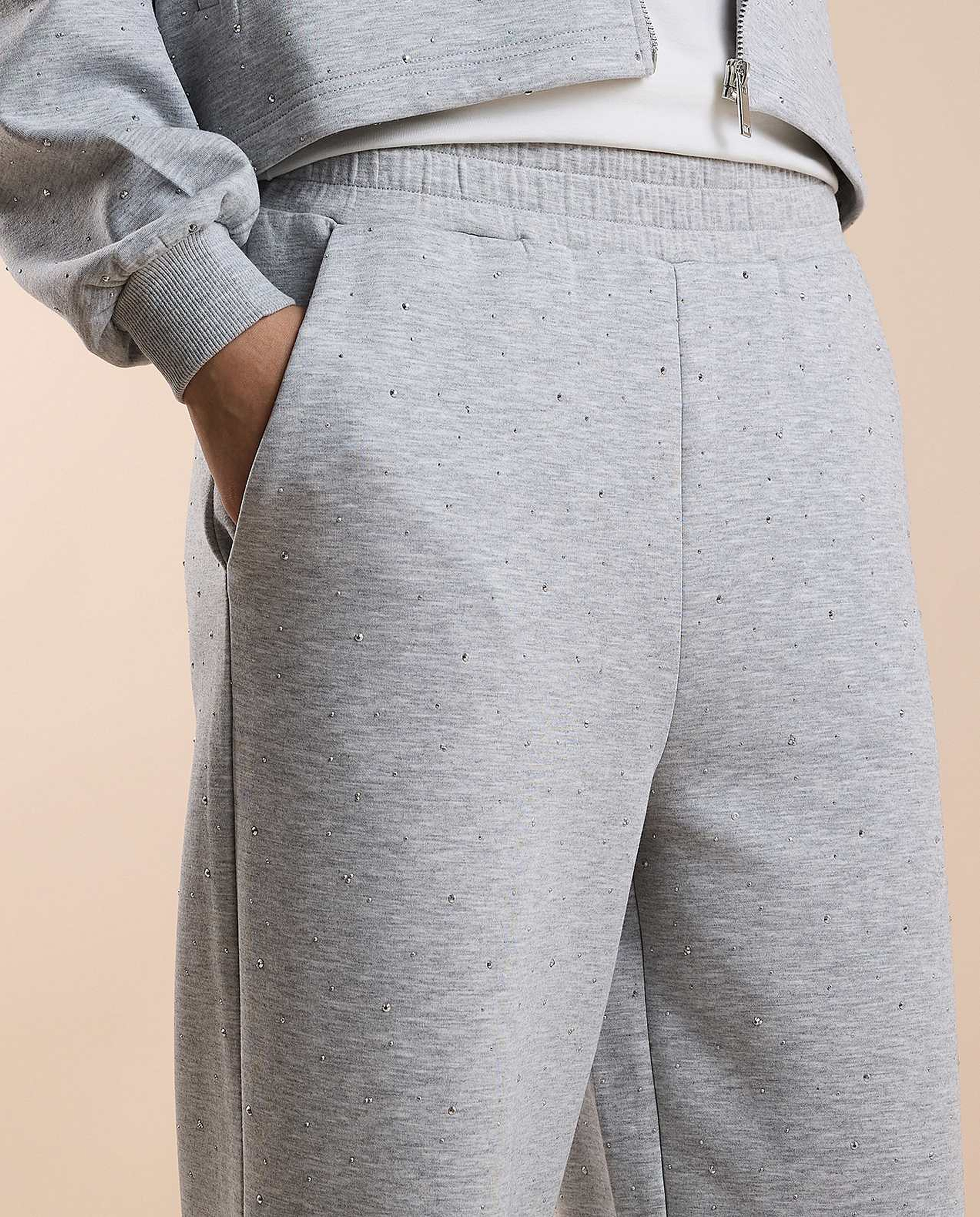 Studded Sweatpants with Elastic Waist