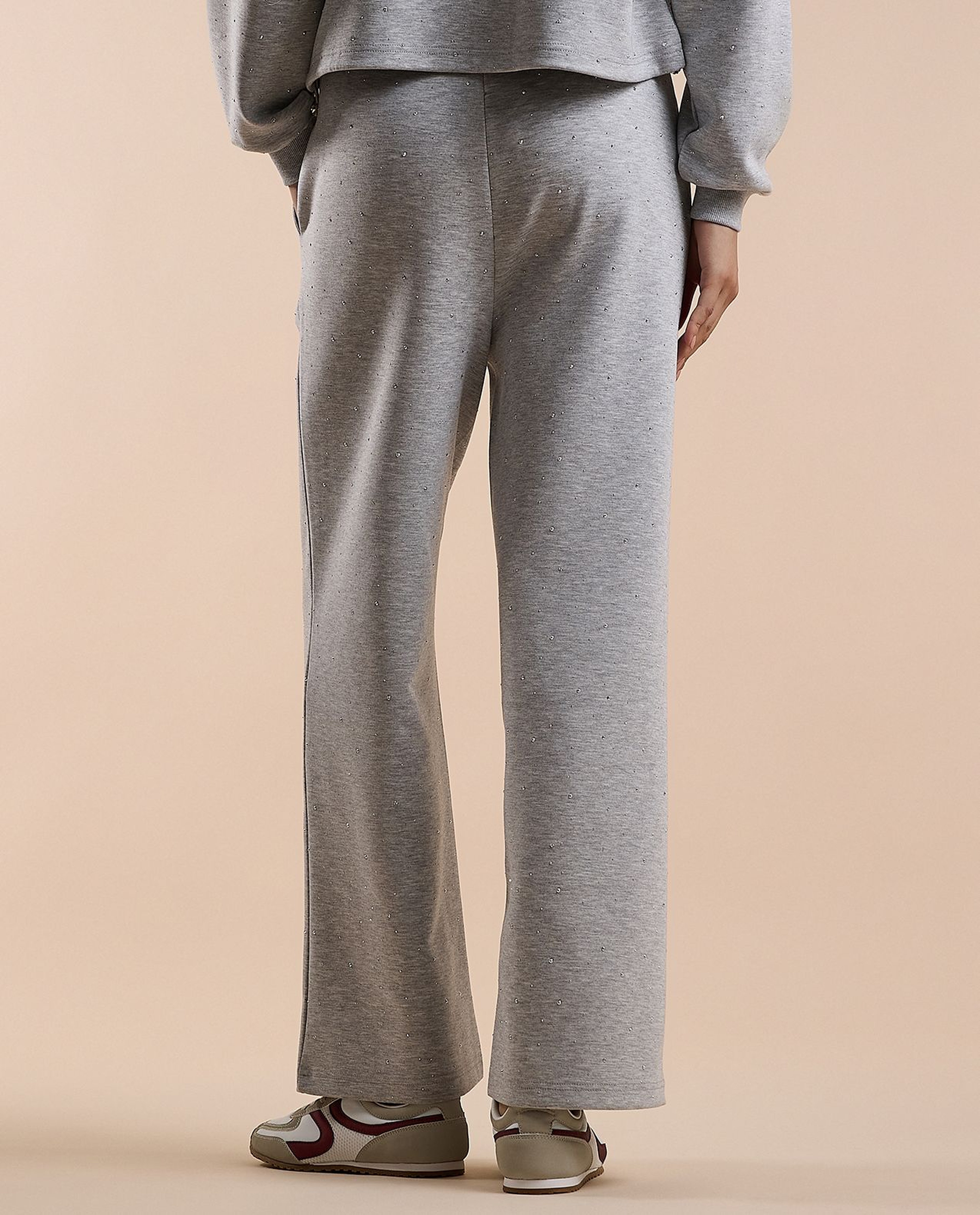 Studded Sweatpants with Elastic Waist