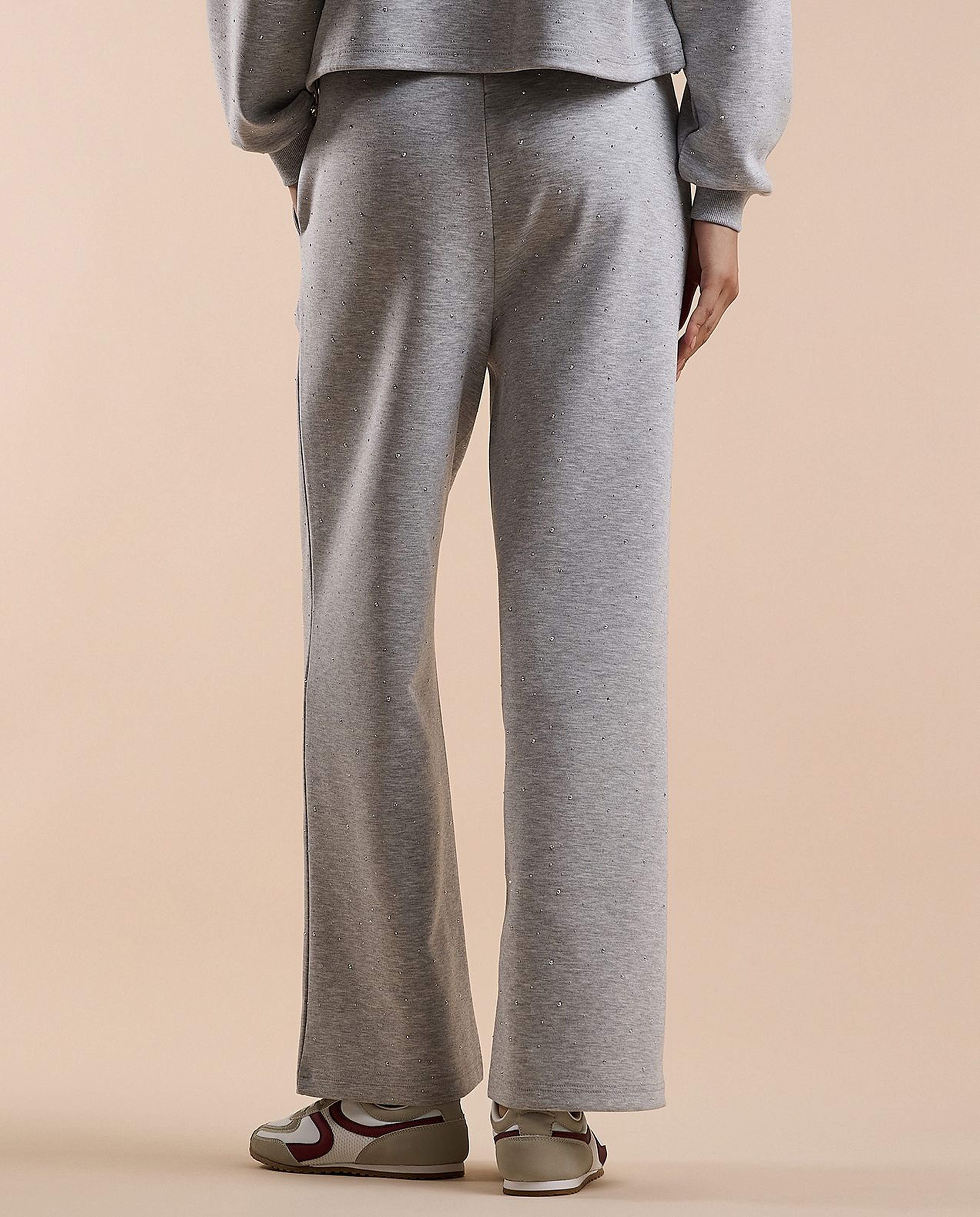 Studded Sweatpants with Elastic Waist