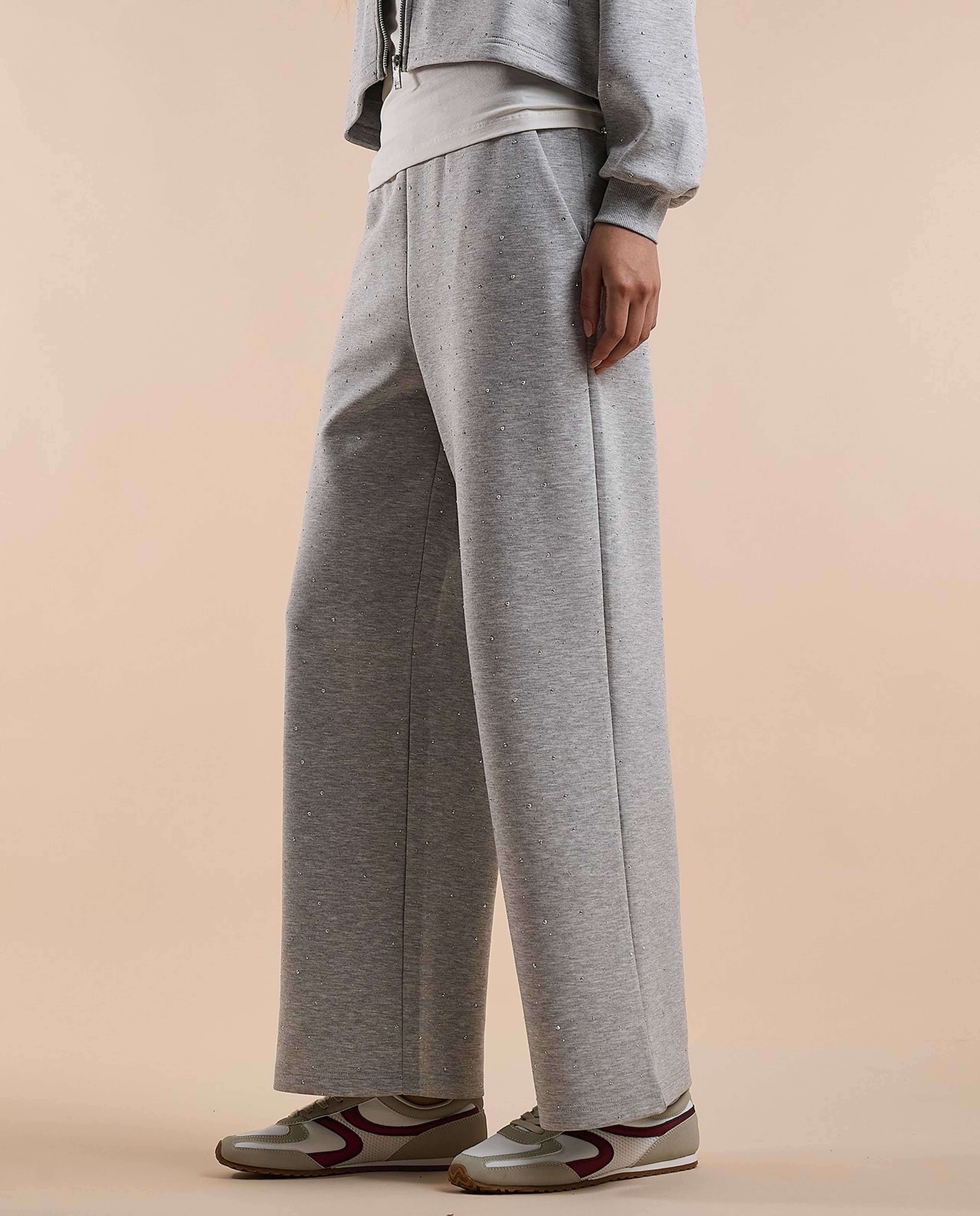 Studded Sweatpants with Elastic Waist