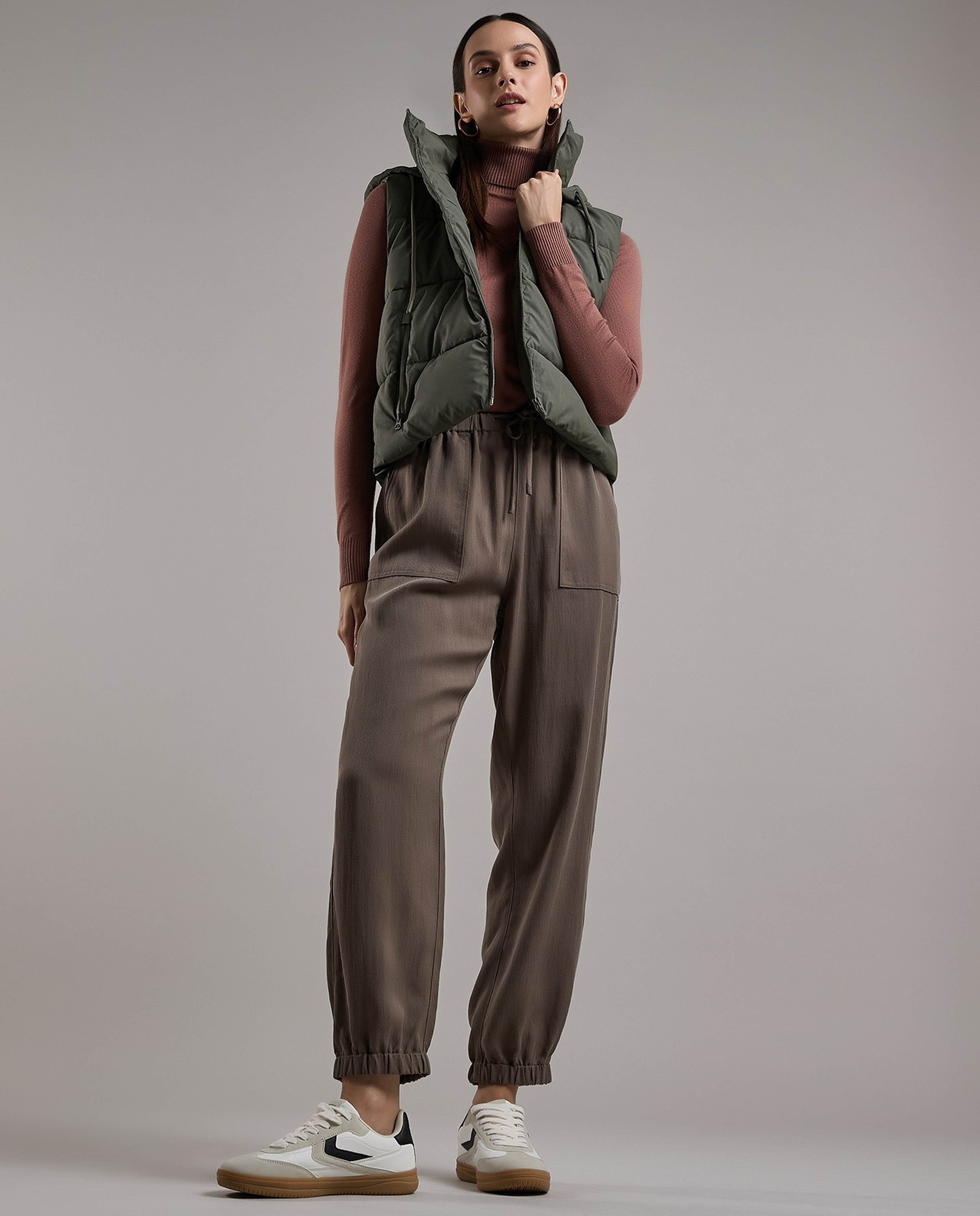 Solid Sweater with Turtleneck and Long Sleeves