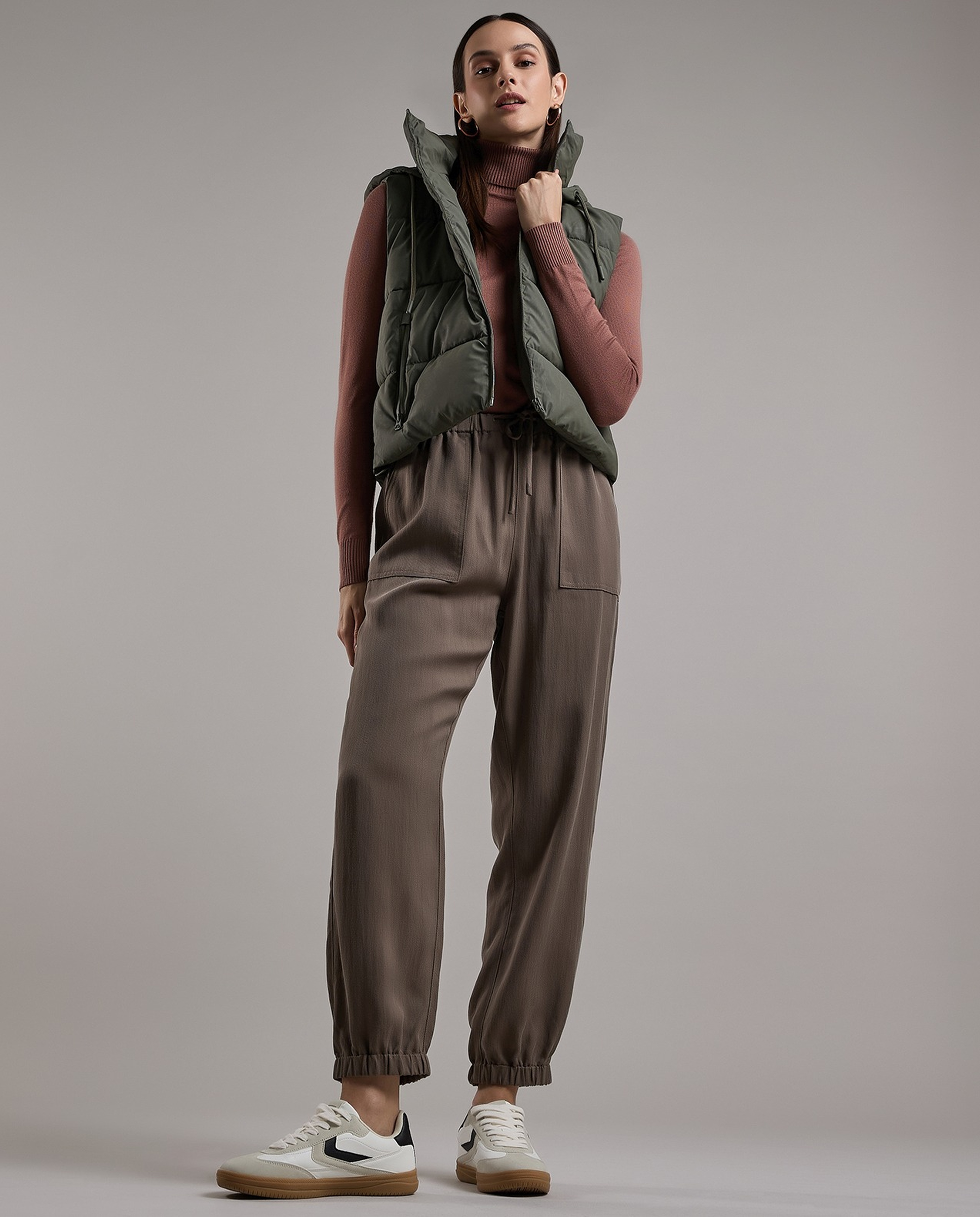 Solid Sweater with Turtleneck and Long Sleeves