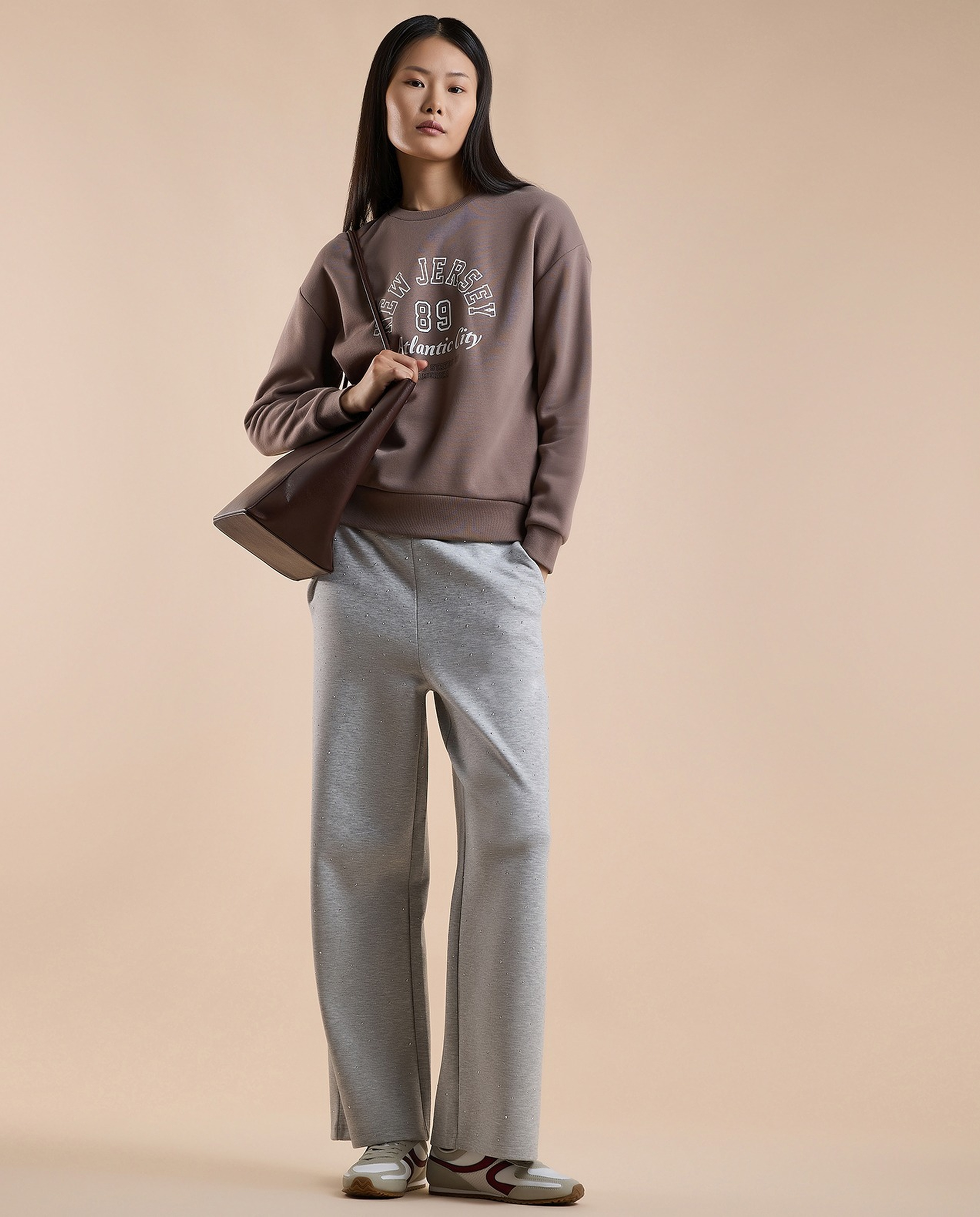 Printed Sweatshirt with Crew Neck and Long Sleeves