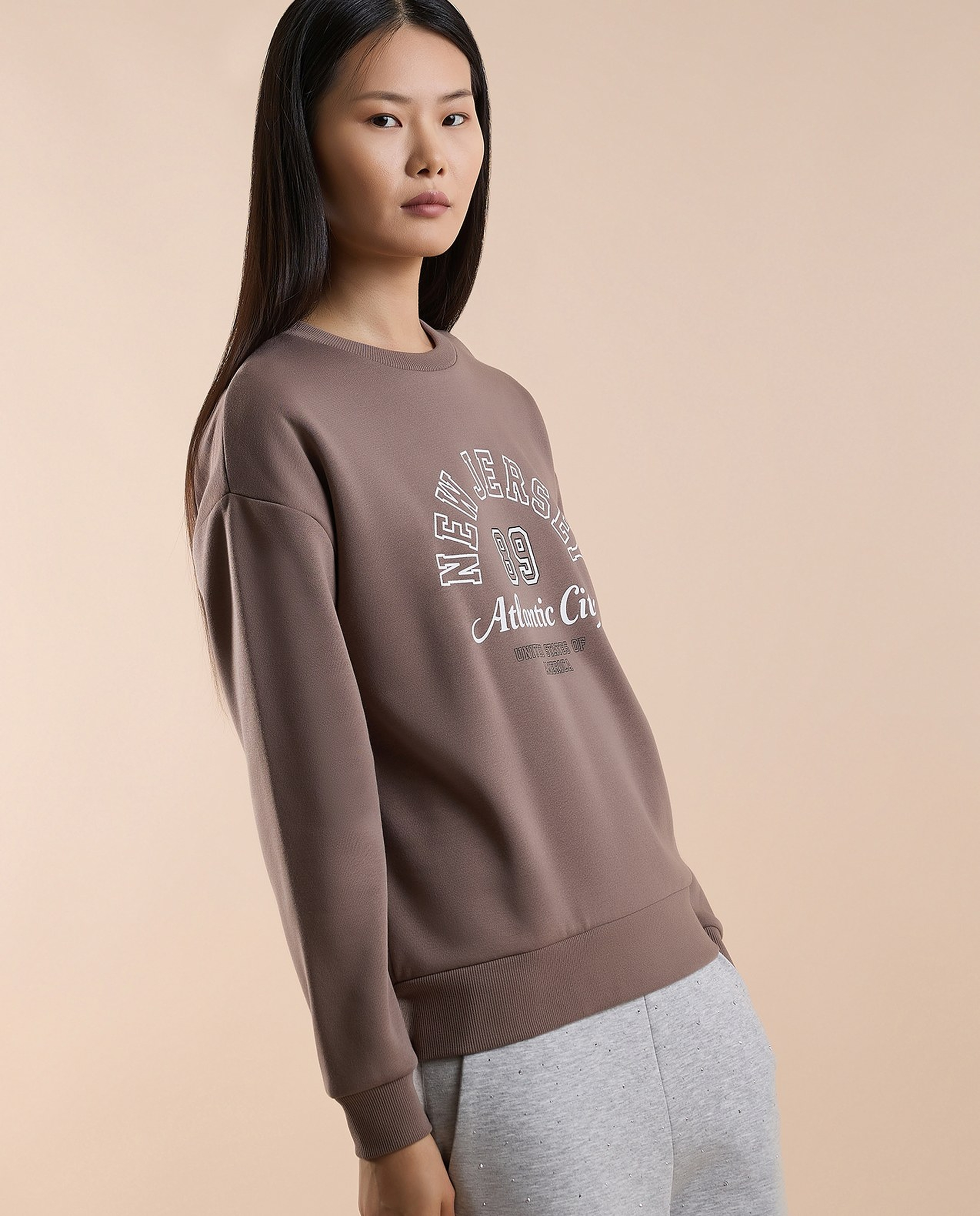 Printed Sweatshirt with Crew Neck and Long Sleeves
