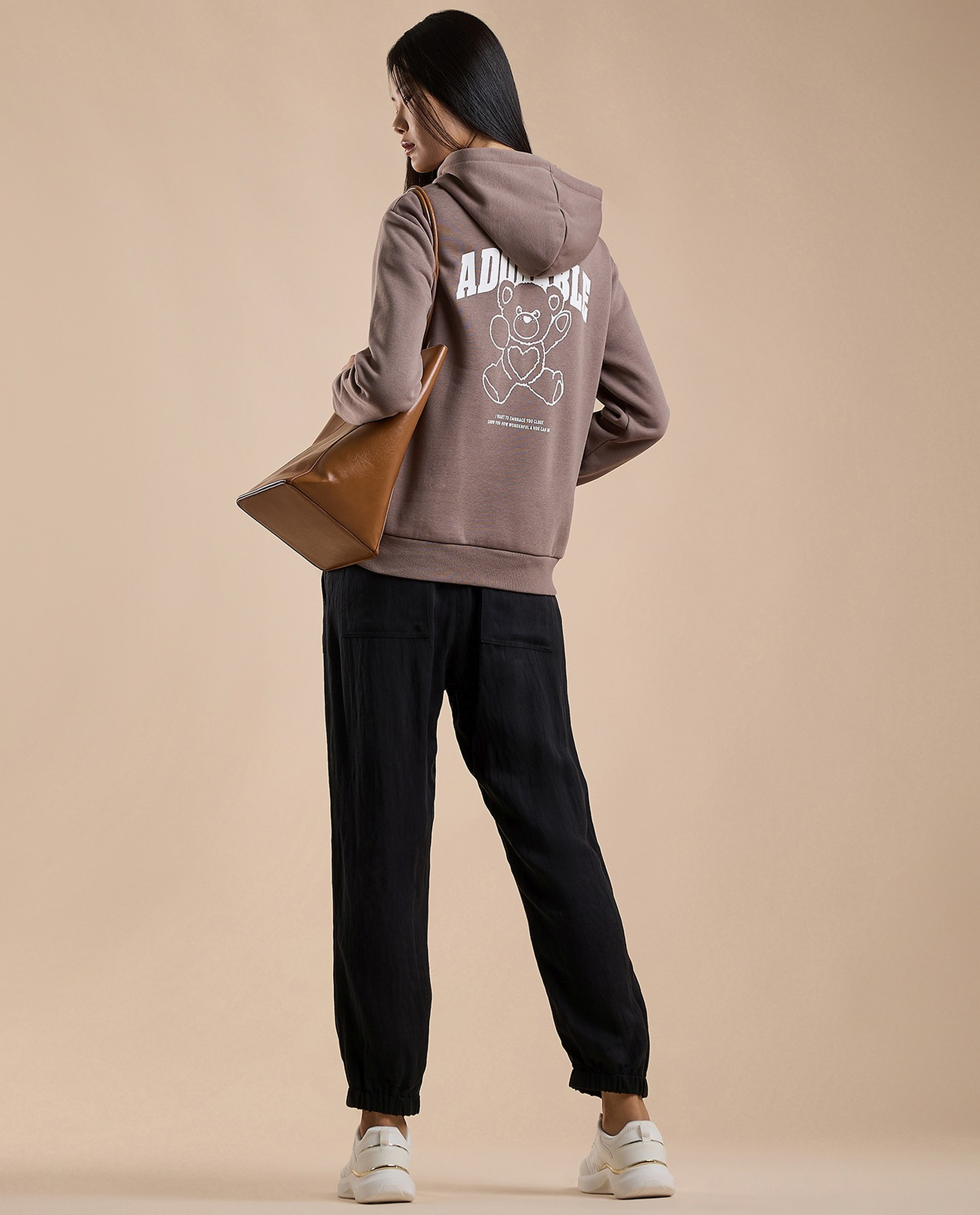 Printed Hoodie with Long Sleeves