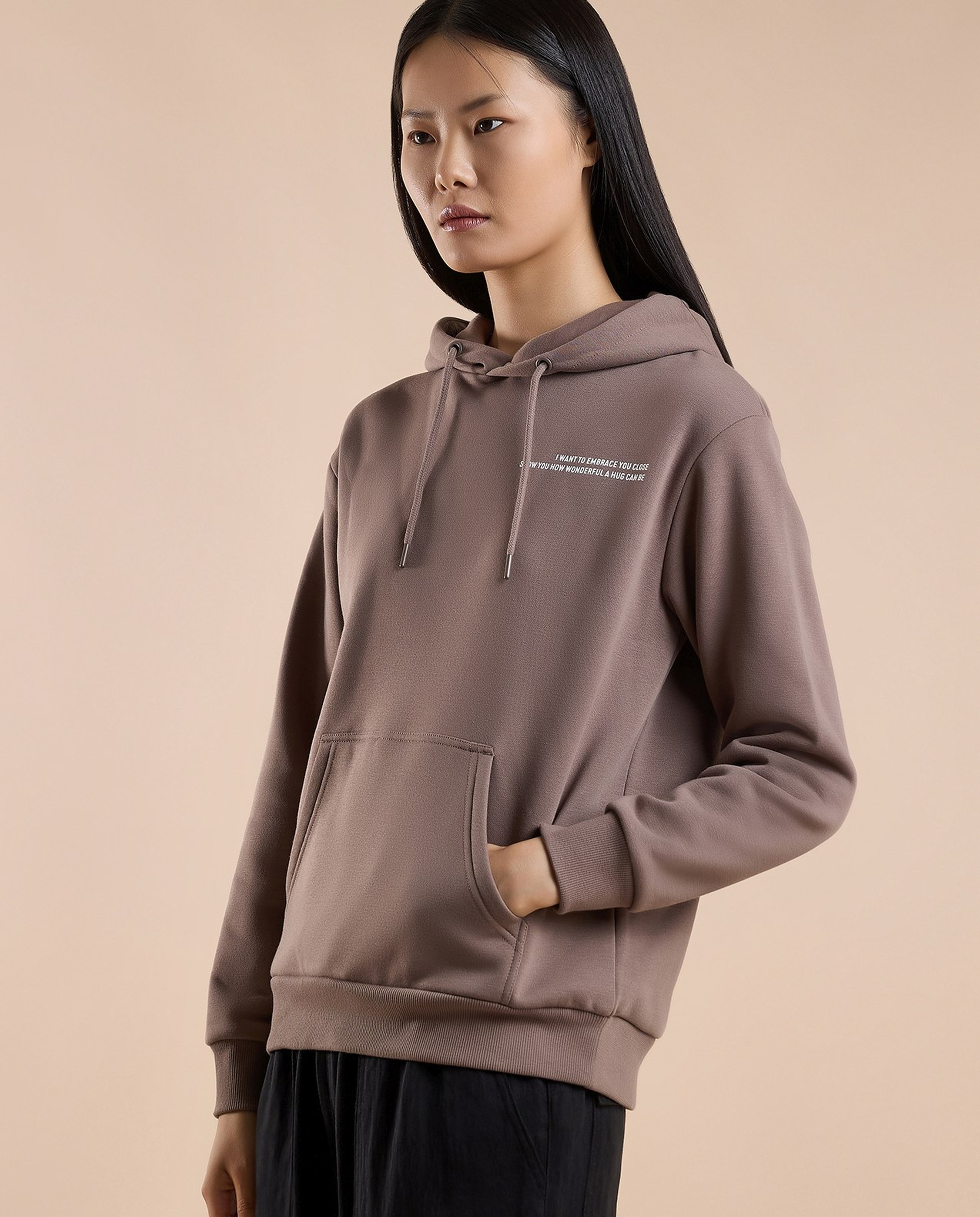 Printed Hoodie with Long Sleeves