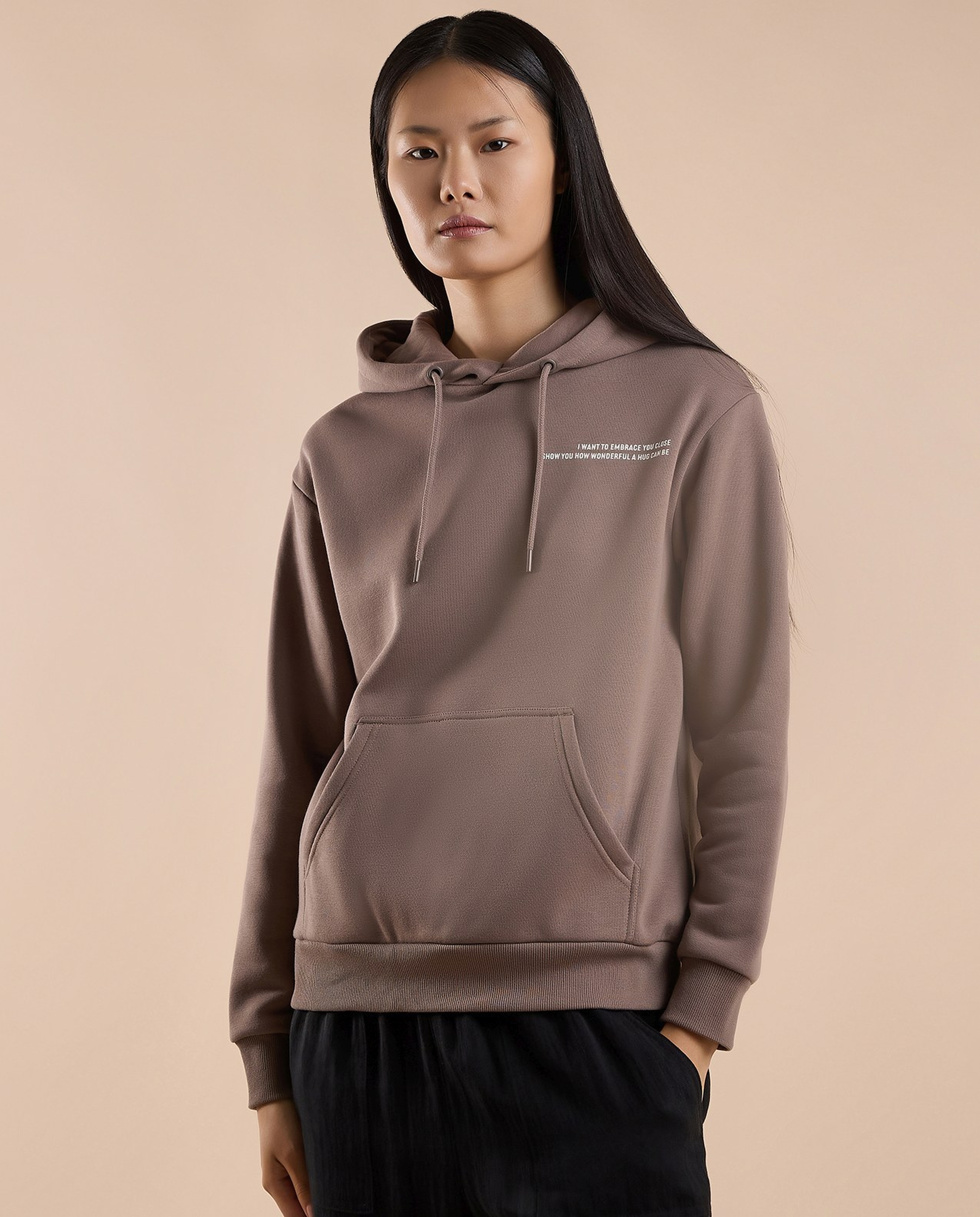 Printed Hoodie with Long Sleeves