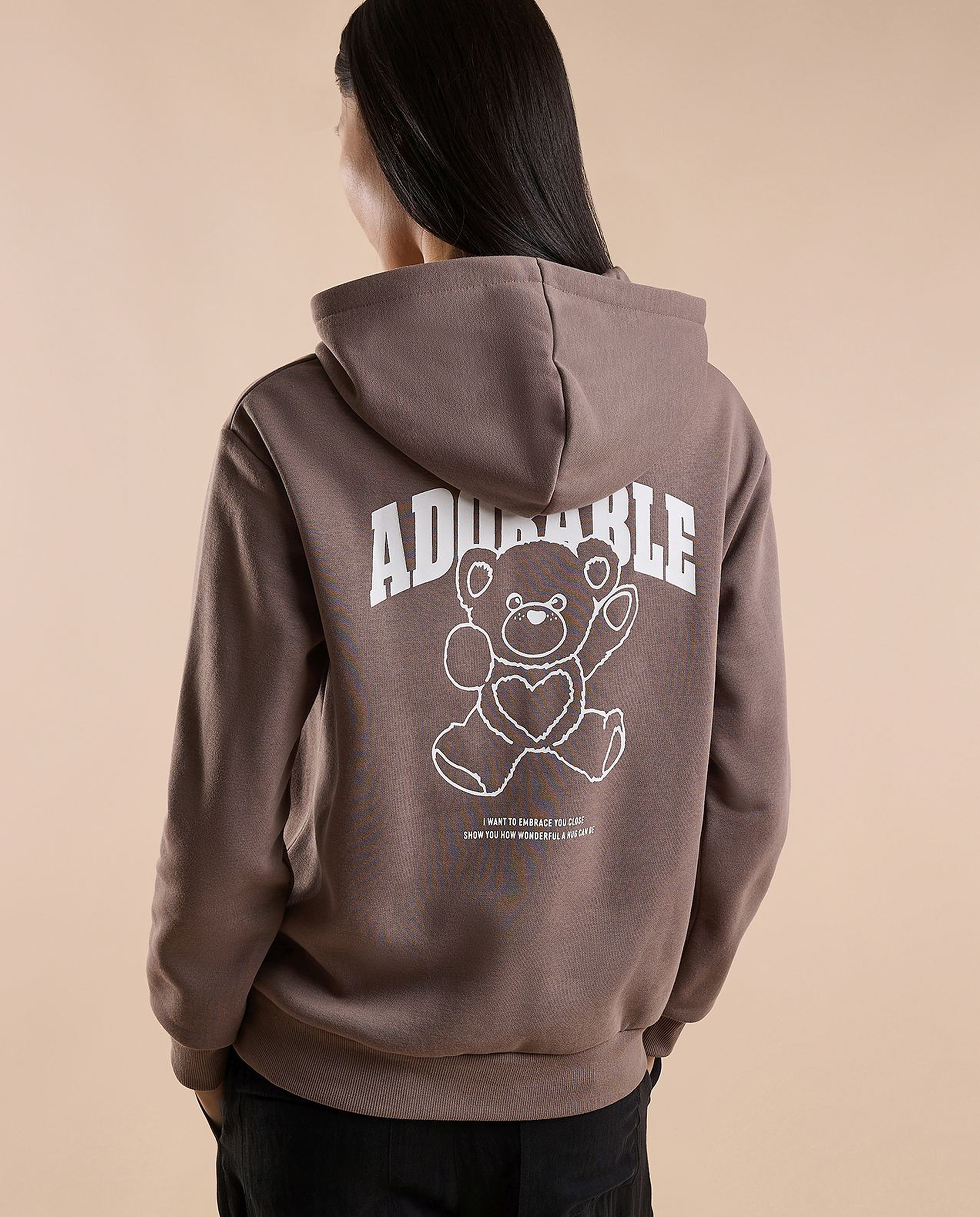 Printed Hoodie with Long Sleeves