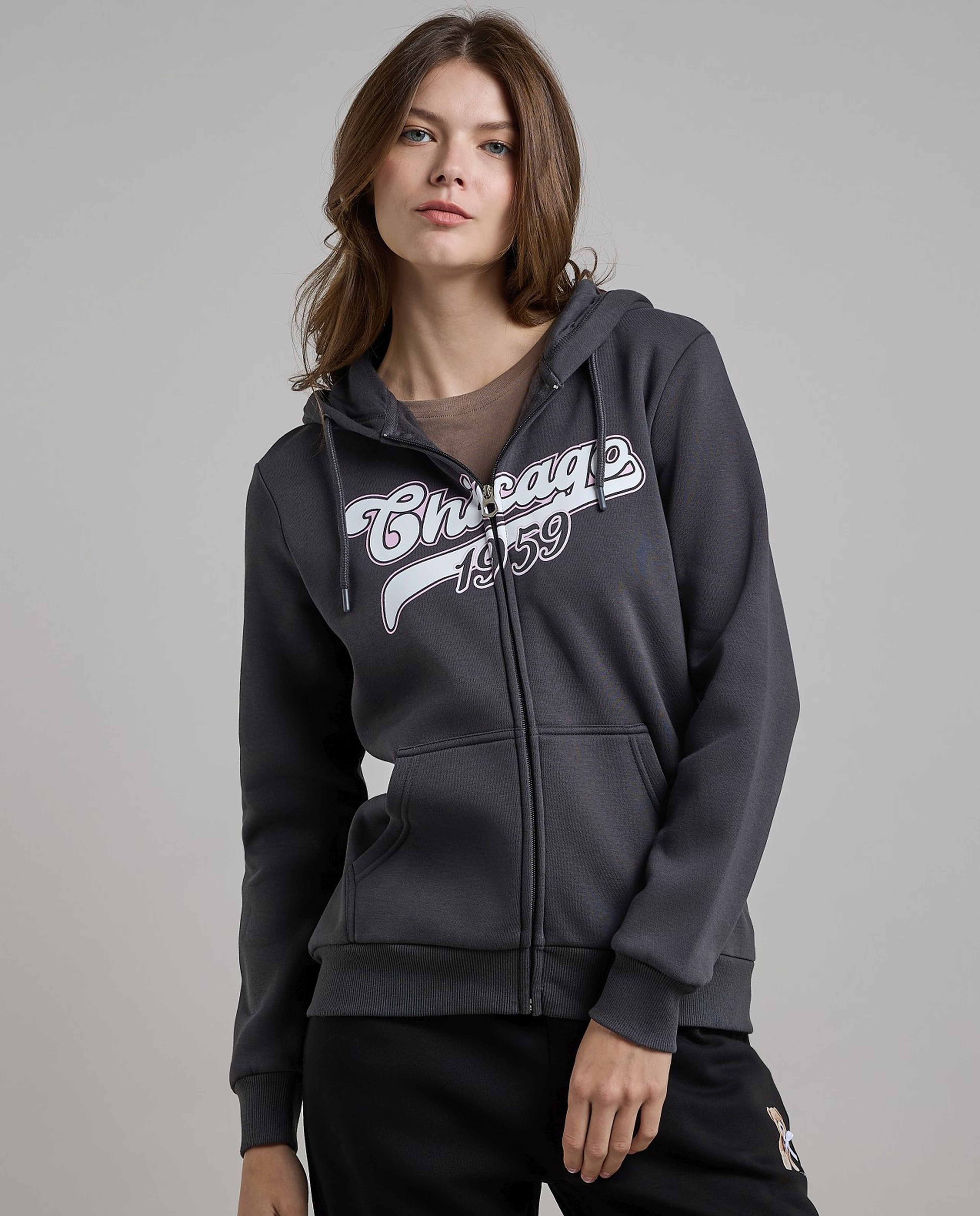 Printed Hooded Jacket with Long Sleeves