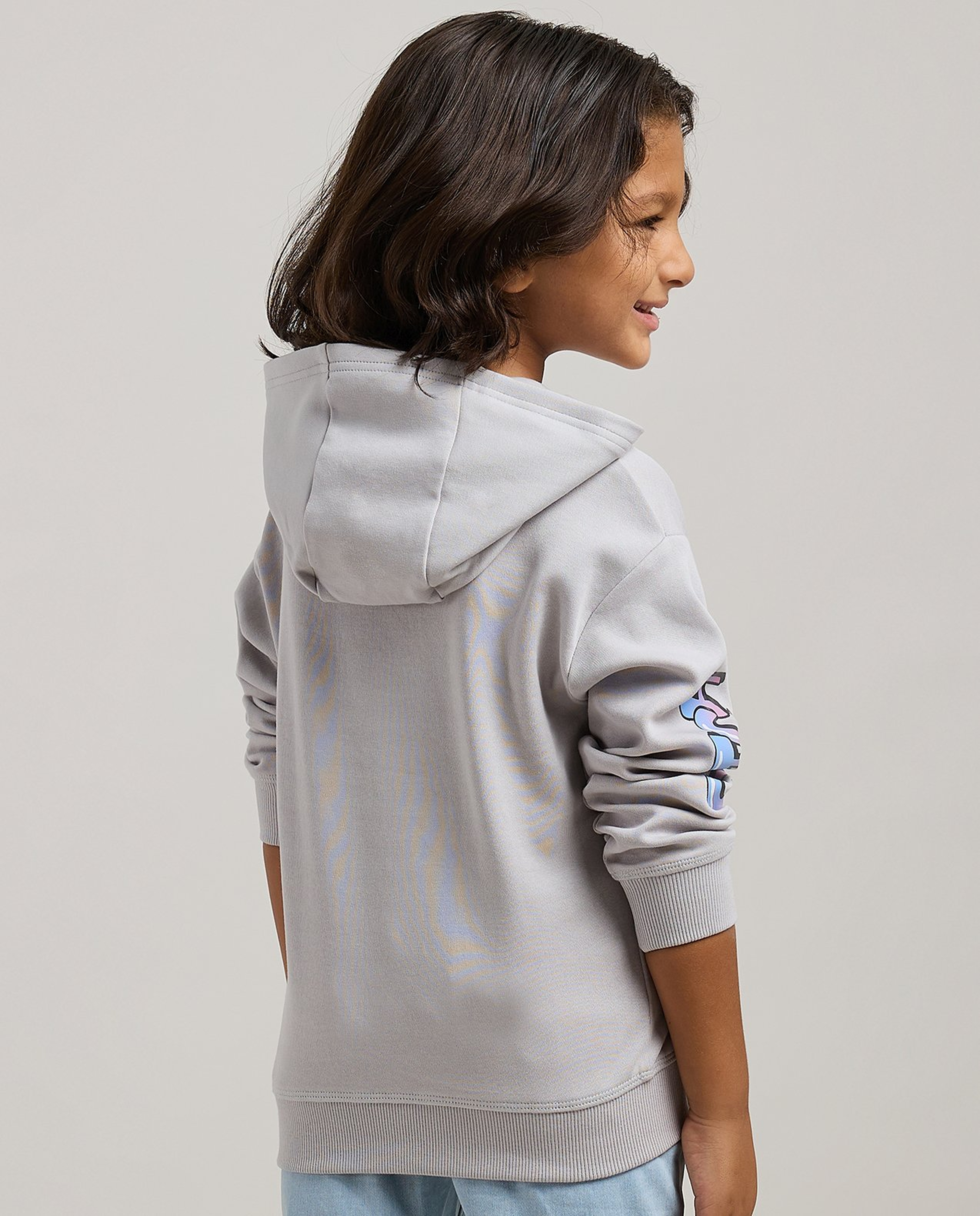 Stitch Printed Hoodie with Long Sleeves