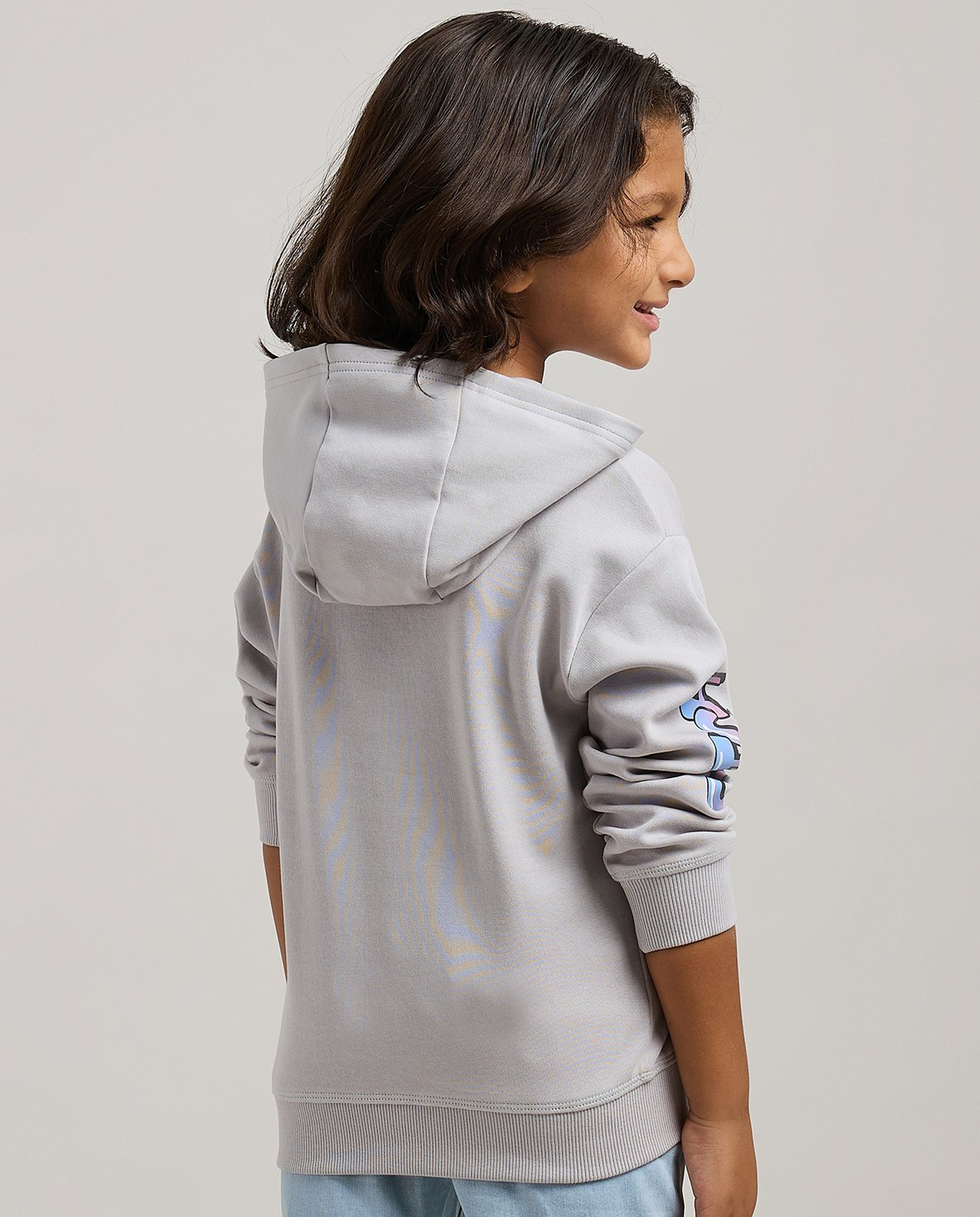 Stitch Printed Hoodie with Long Sleeves