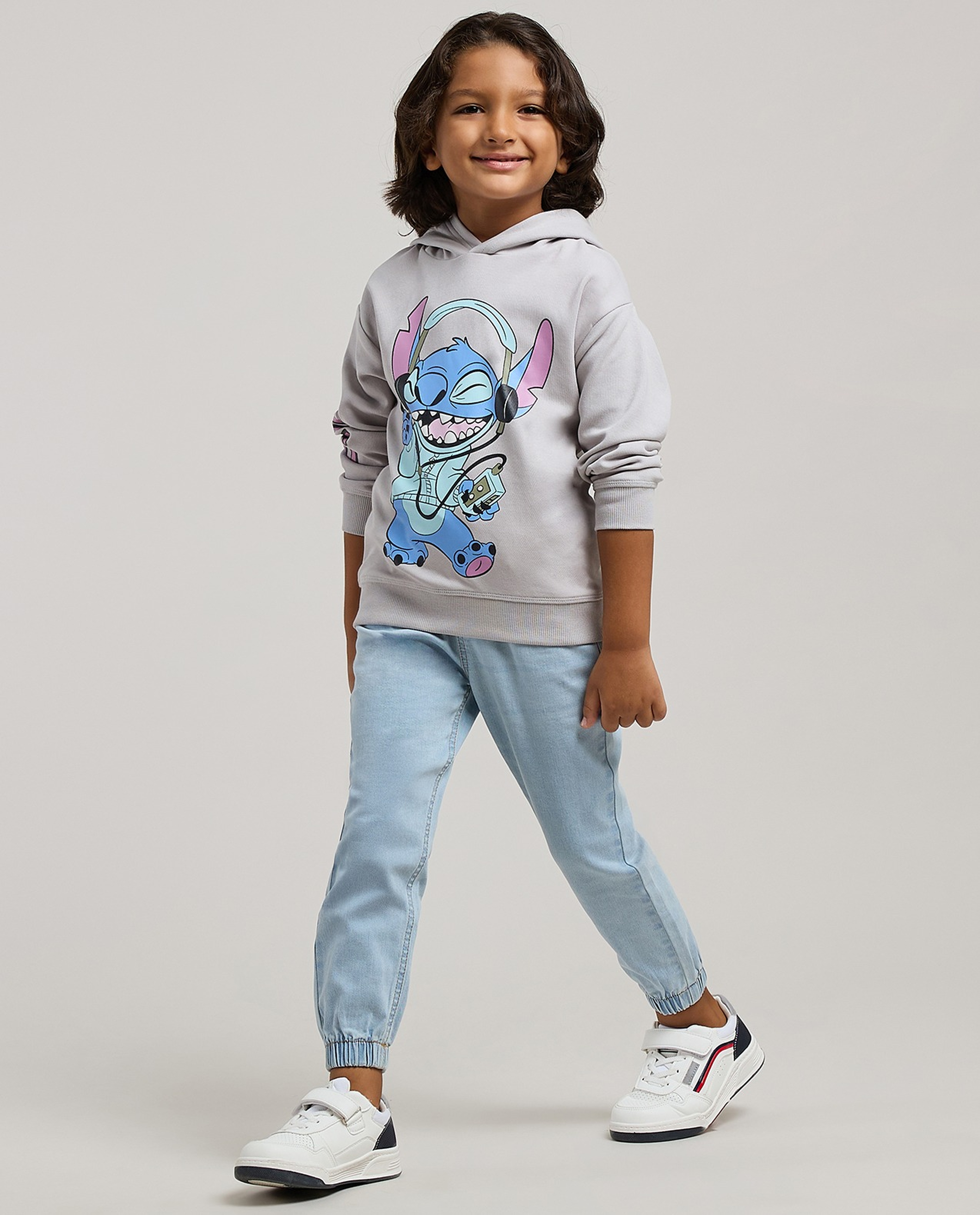 Stitch Printed Hoodie with Long Sleeves