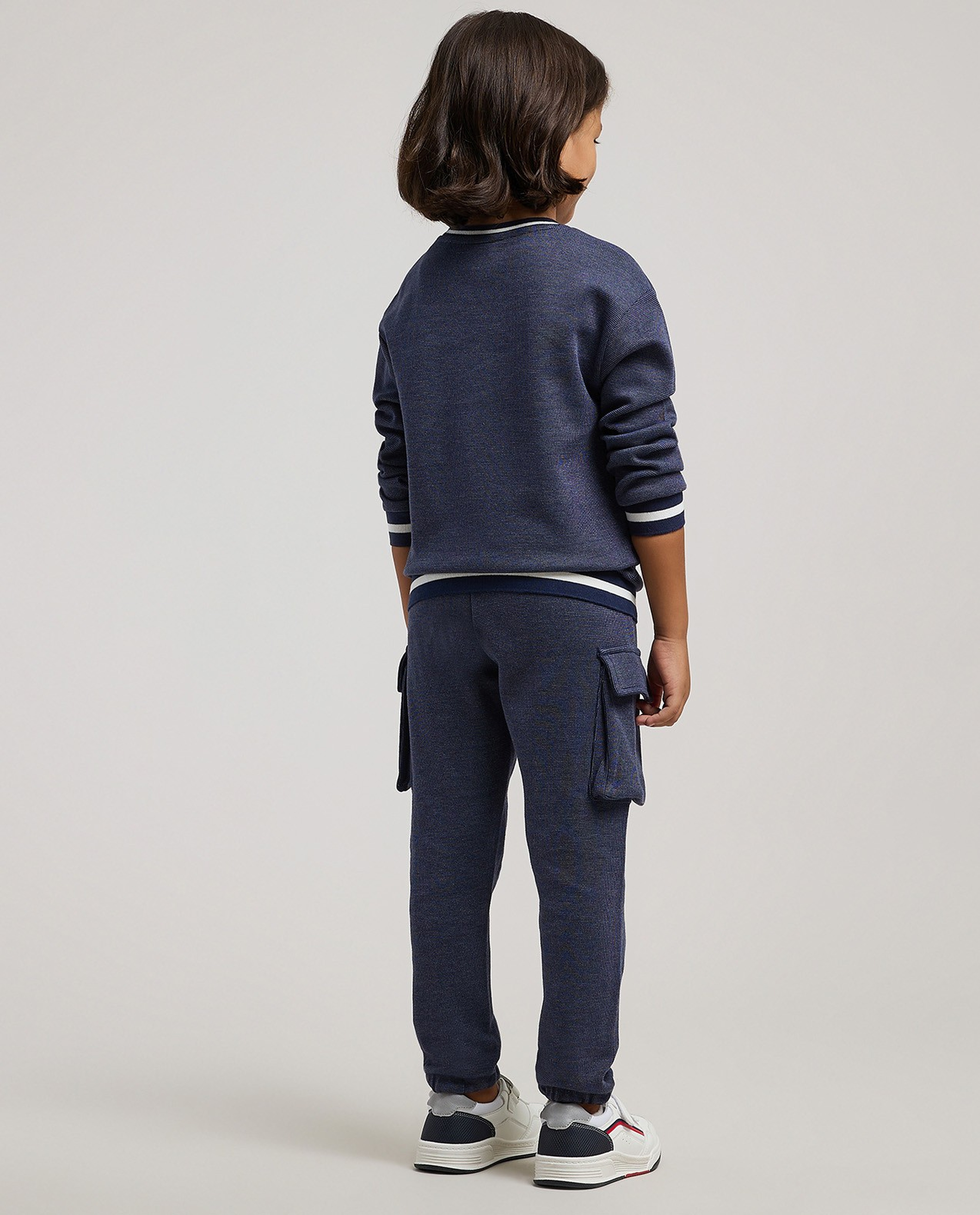Contrast Trim Sweatshirt and Cargo Jogger Set