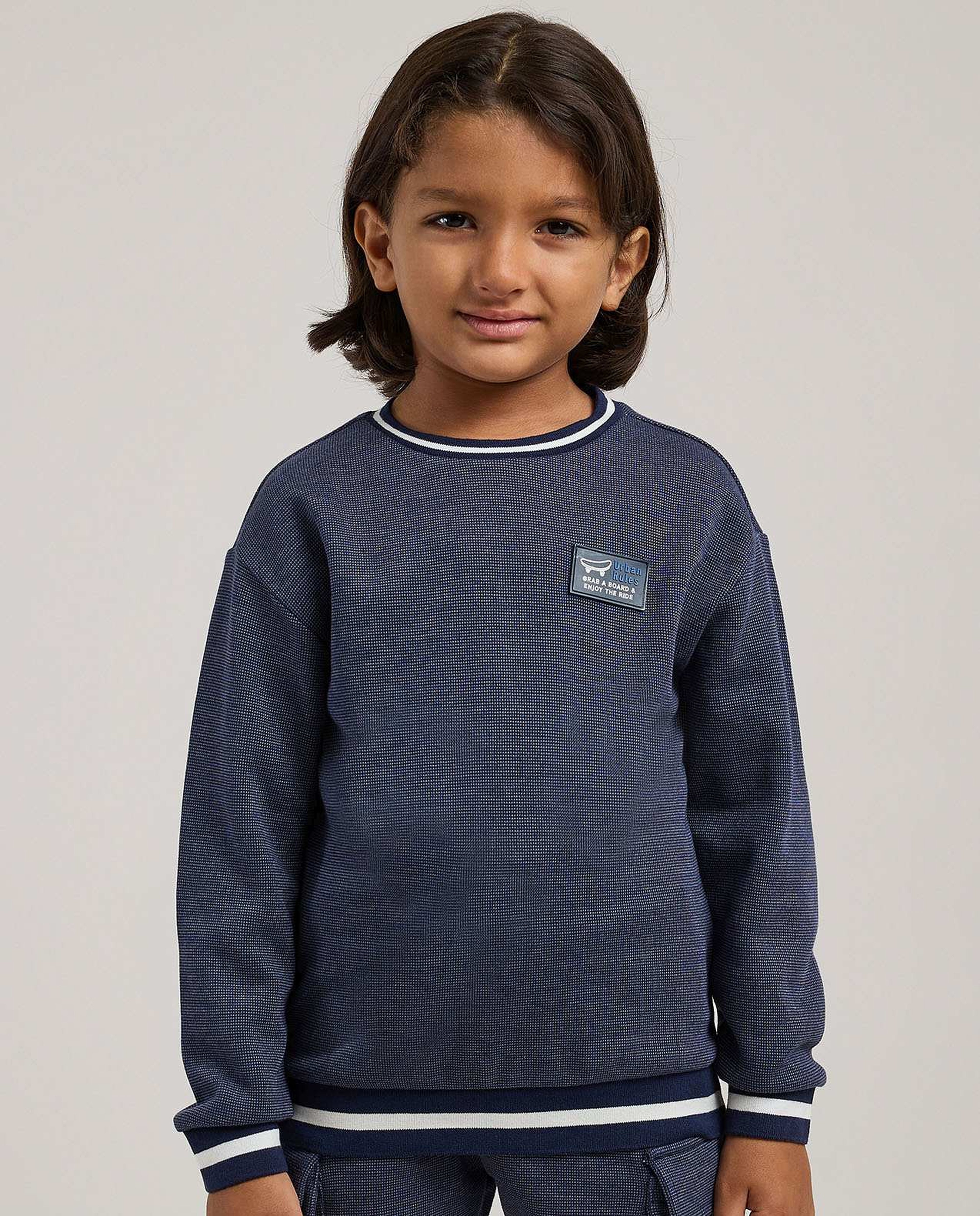 Contrast Trim Sweatshirt and Cargo Jogger Set