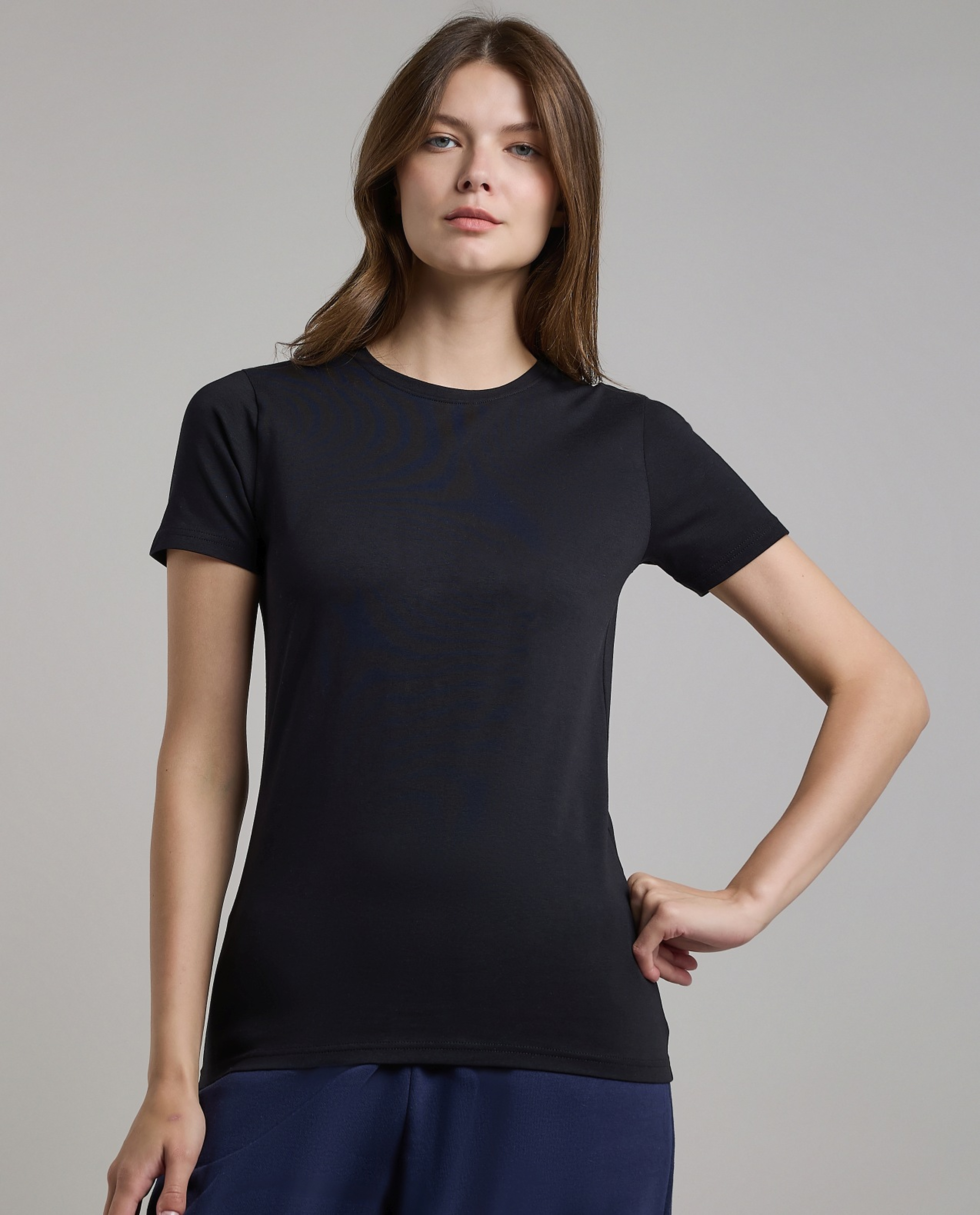 Solid T-Shirt with Crew Neck and Short Sleeves