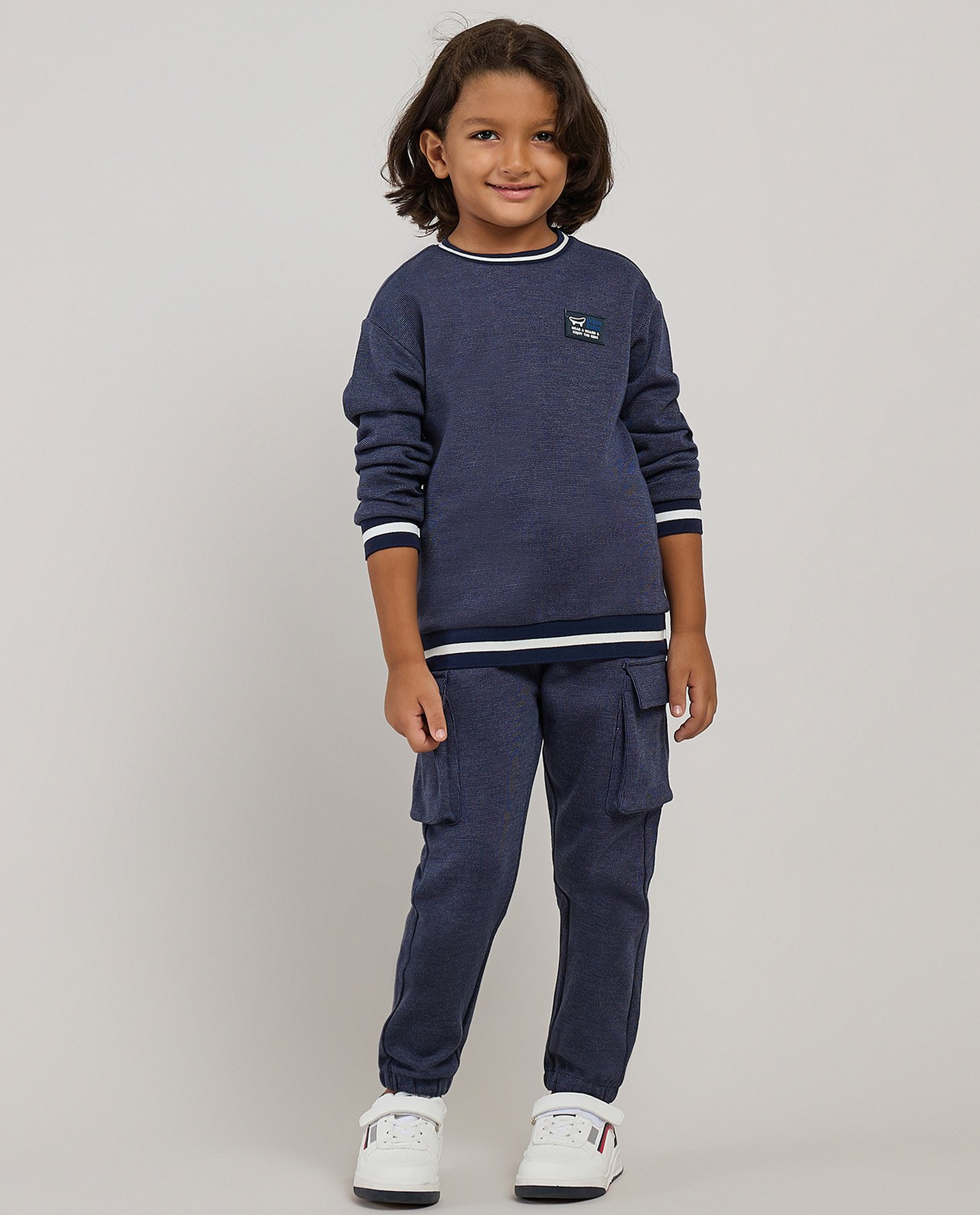 Contrast Trim Sweatshirt and Cargo Jogger Set