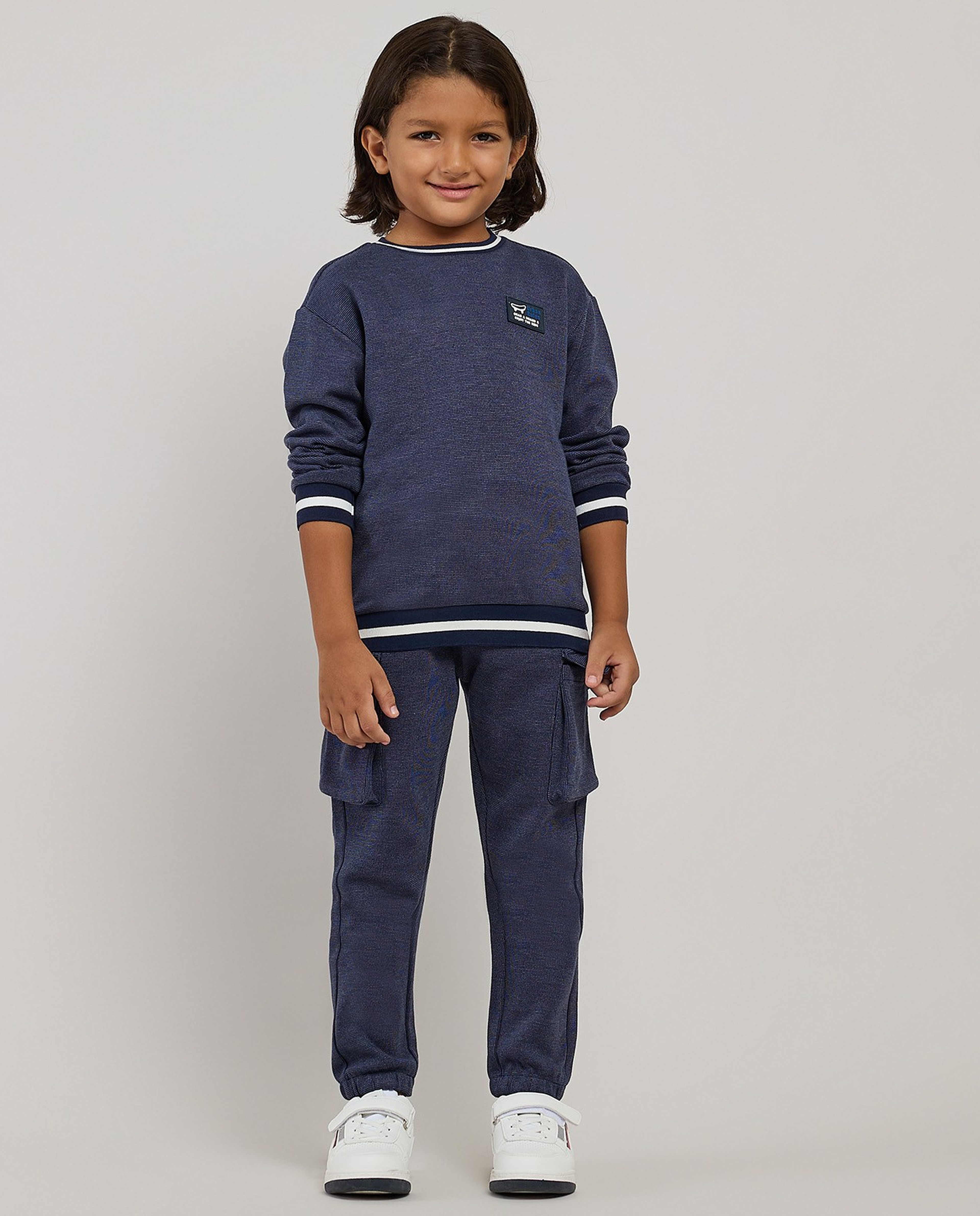 Contrast Trim Sweatshirt and Cargo Jogger Set