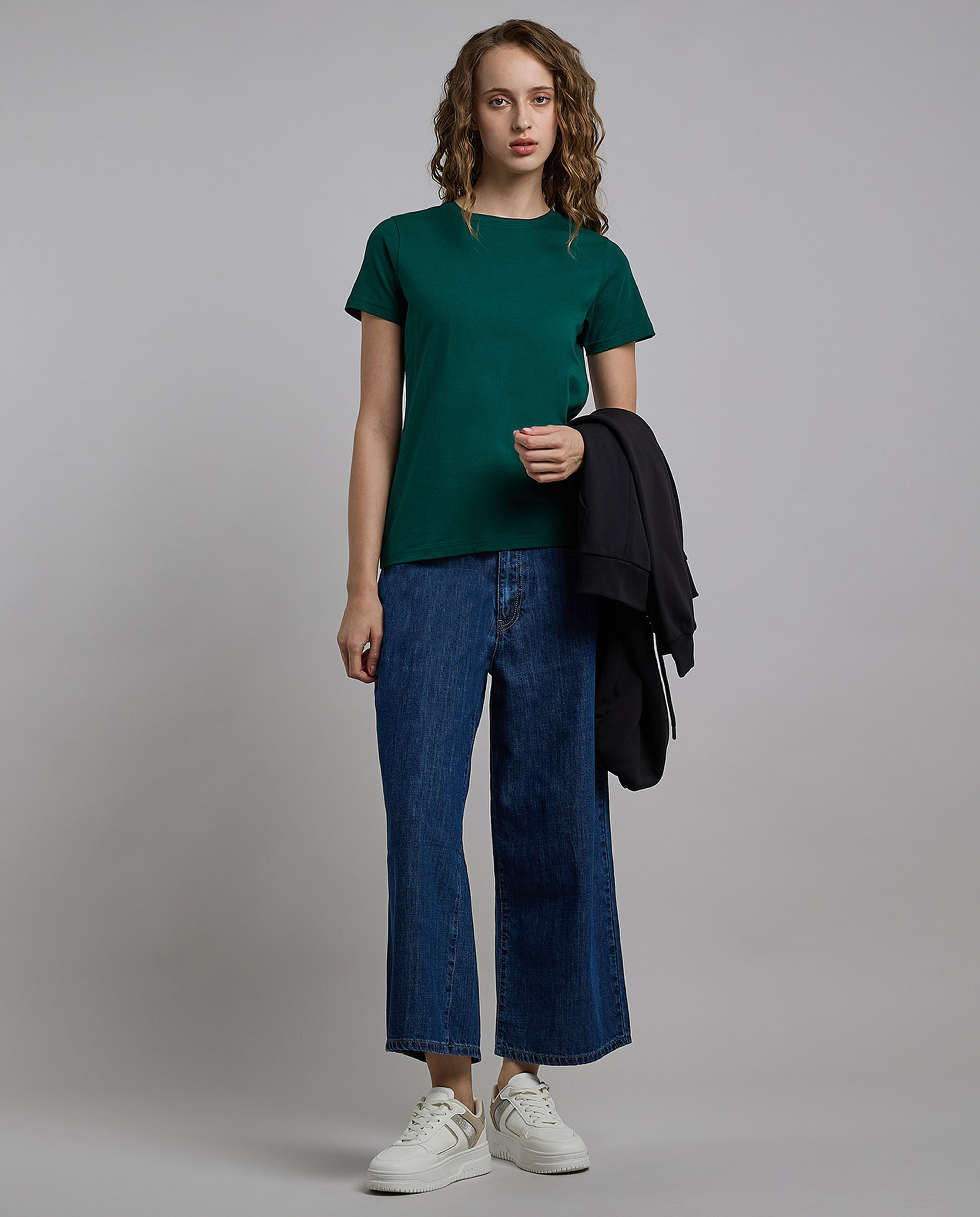 Solid T-Shirt with Crew Neck and Short Sleeves