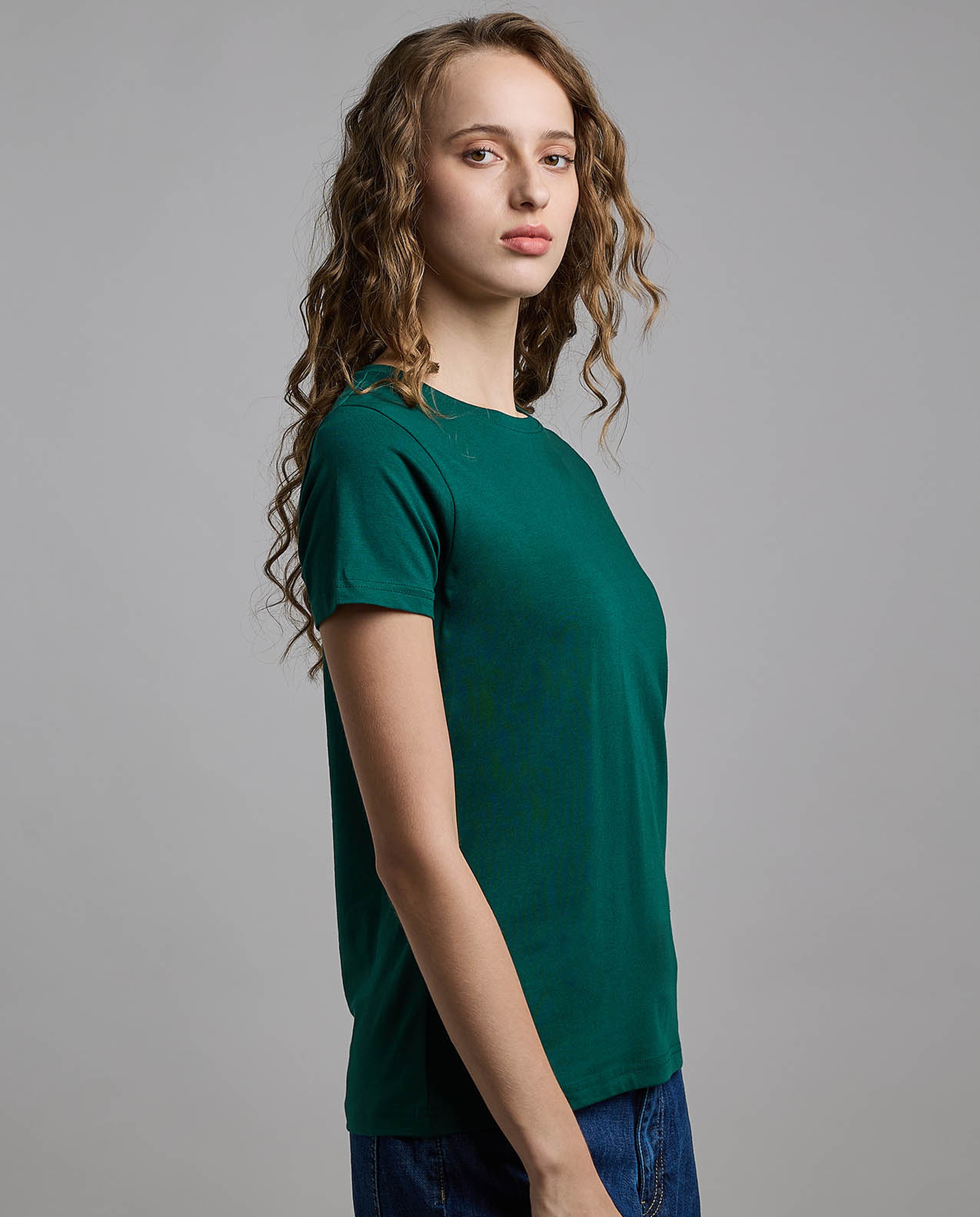 Solid T-Shirt with Crew Neck and Short Sleeves