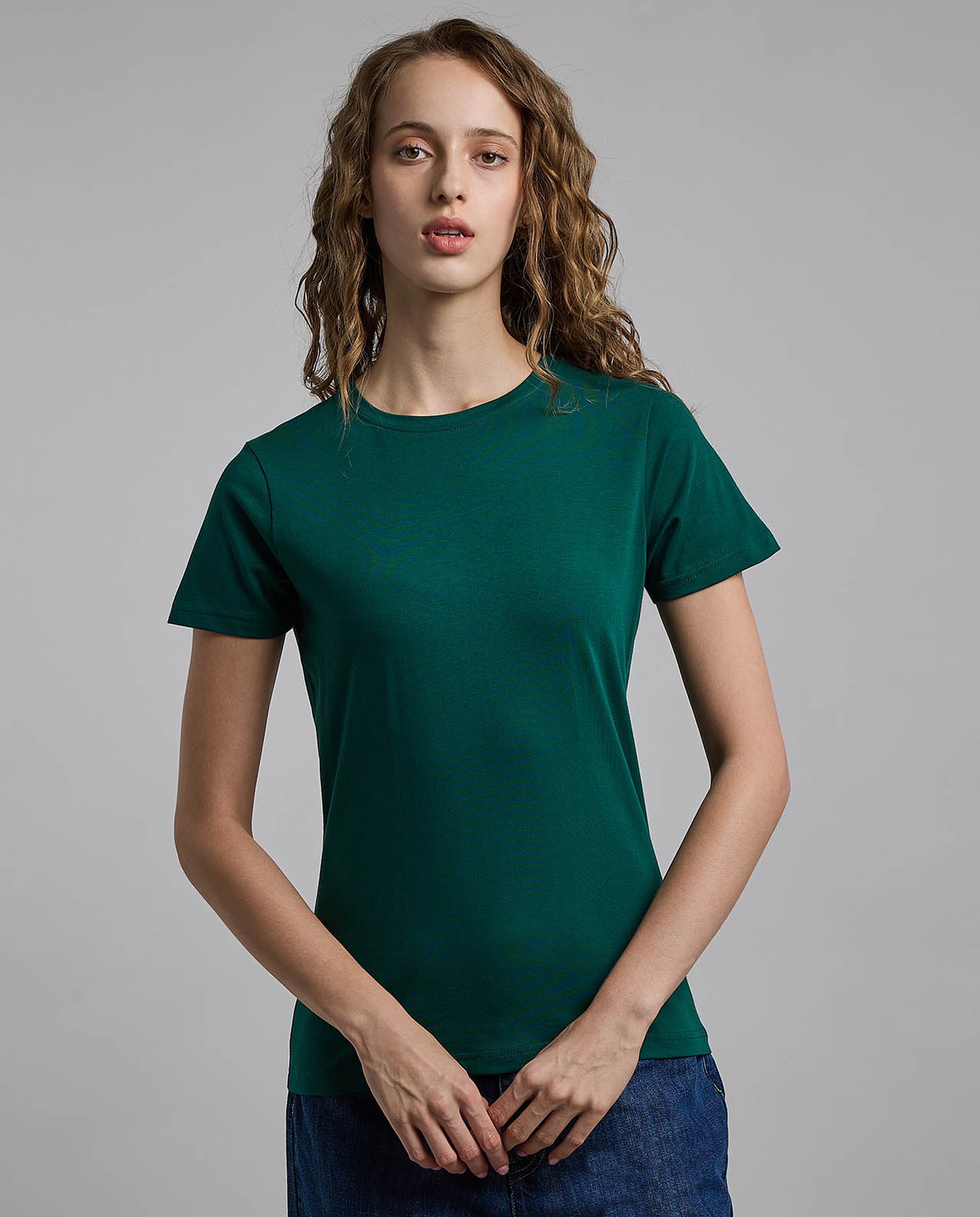 Solid T-Shirt with Crew Neck and Short Sleeves