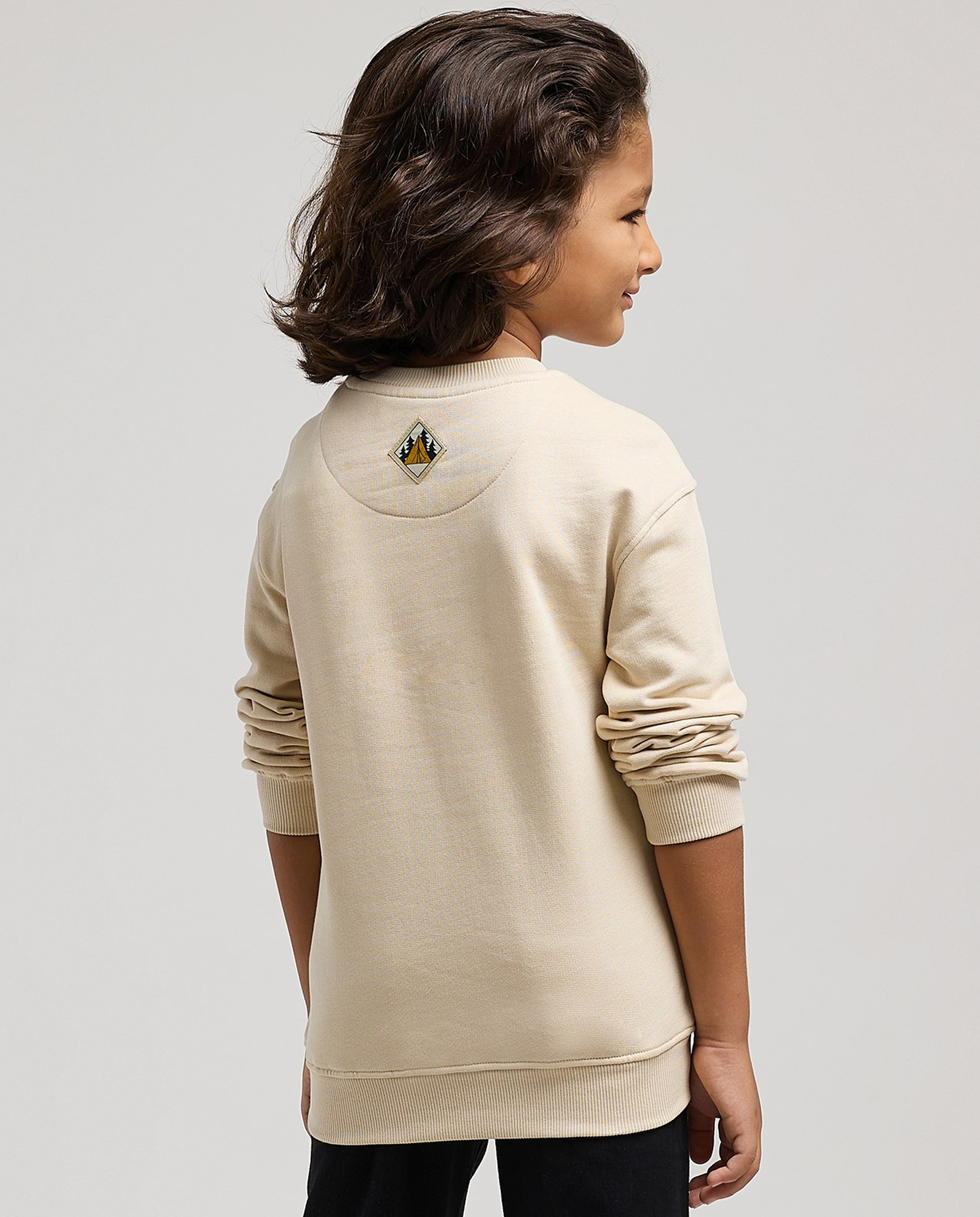 Embossed Sweatshirt with Crew Neck and Long Sleeves