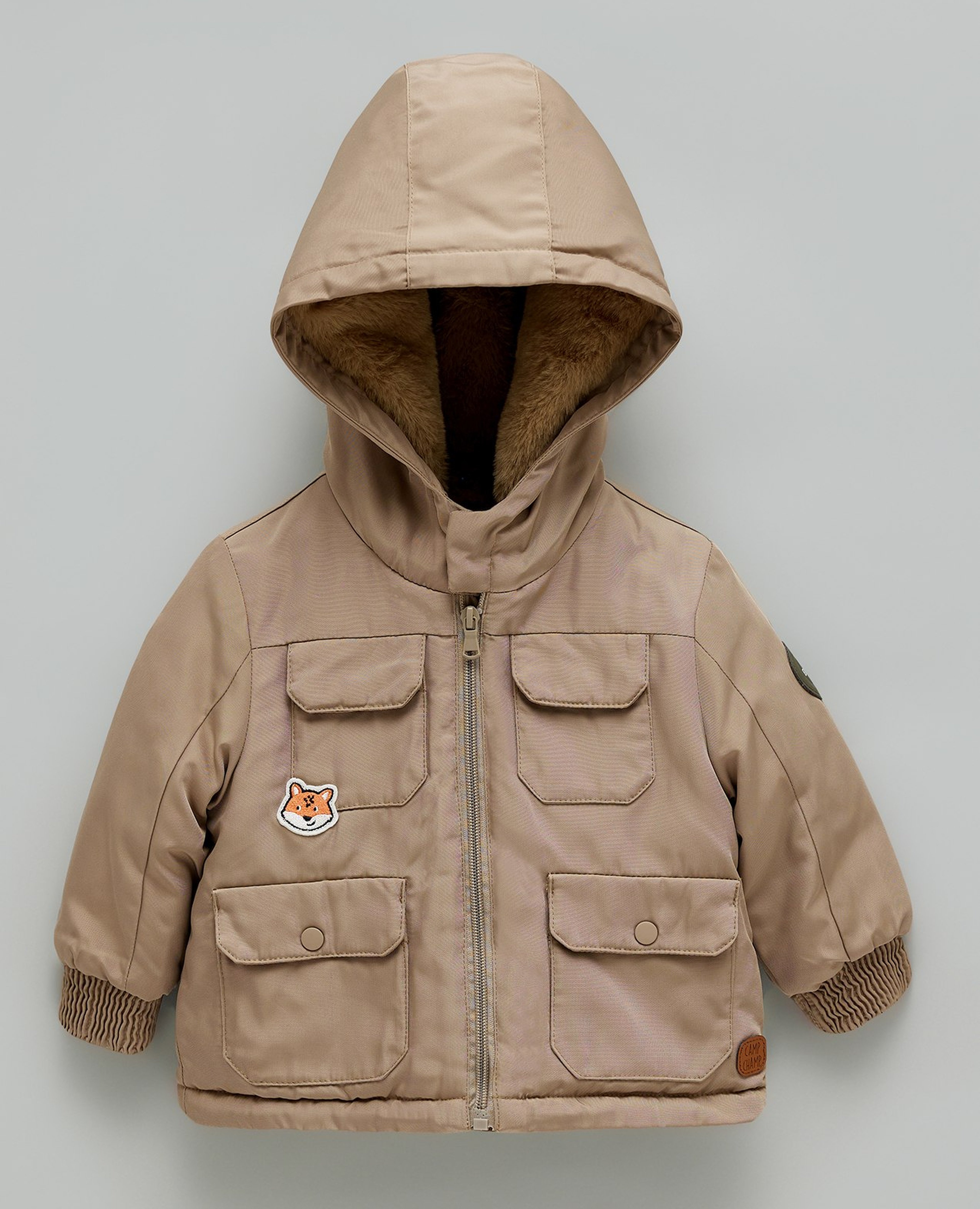 Pocket Detail Hooded Jacket with Long Sleeves