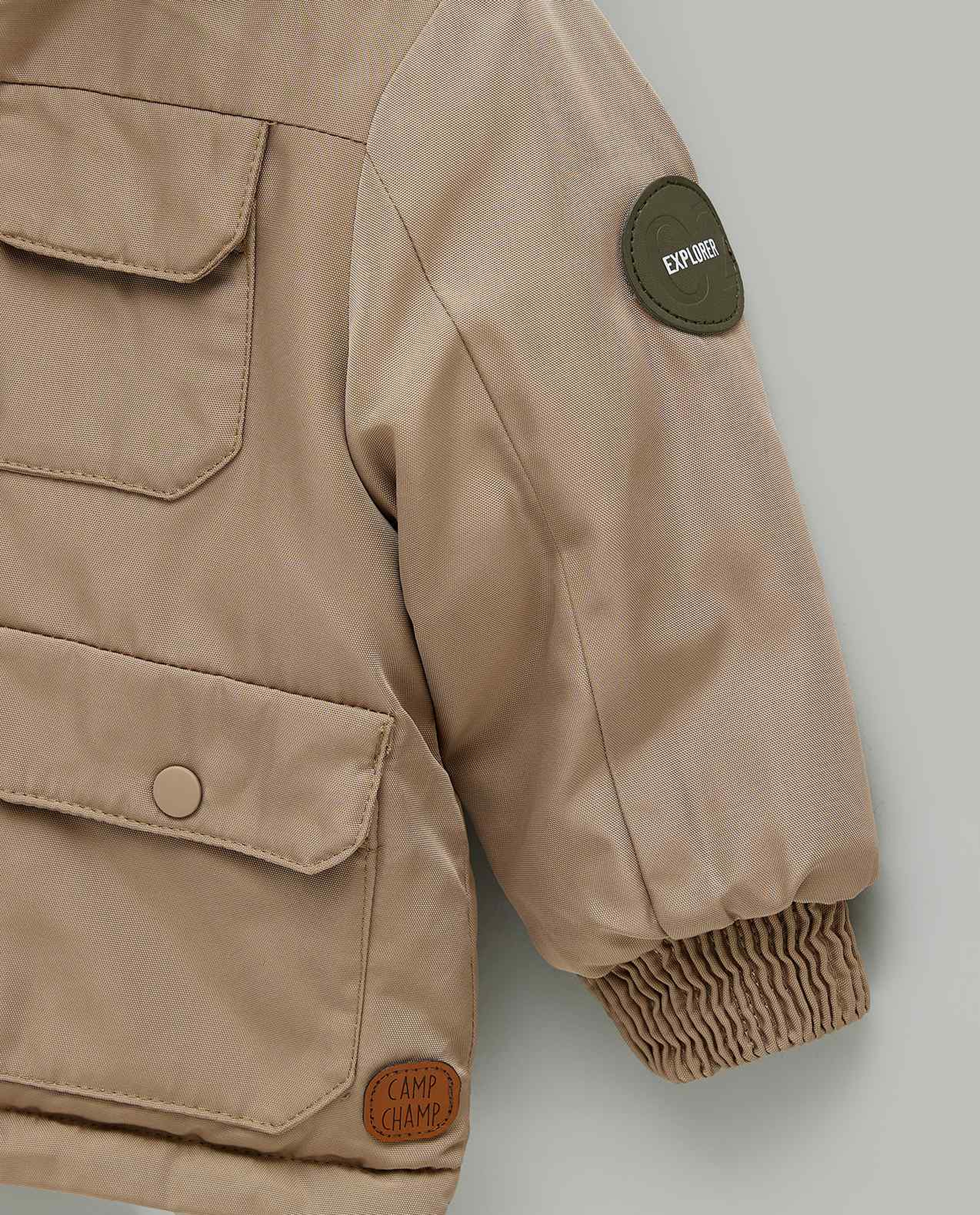 Pocket Detail Hooded Jacket with Long Sleeves