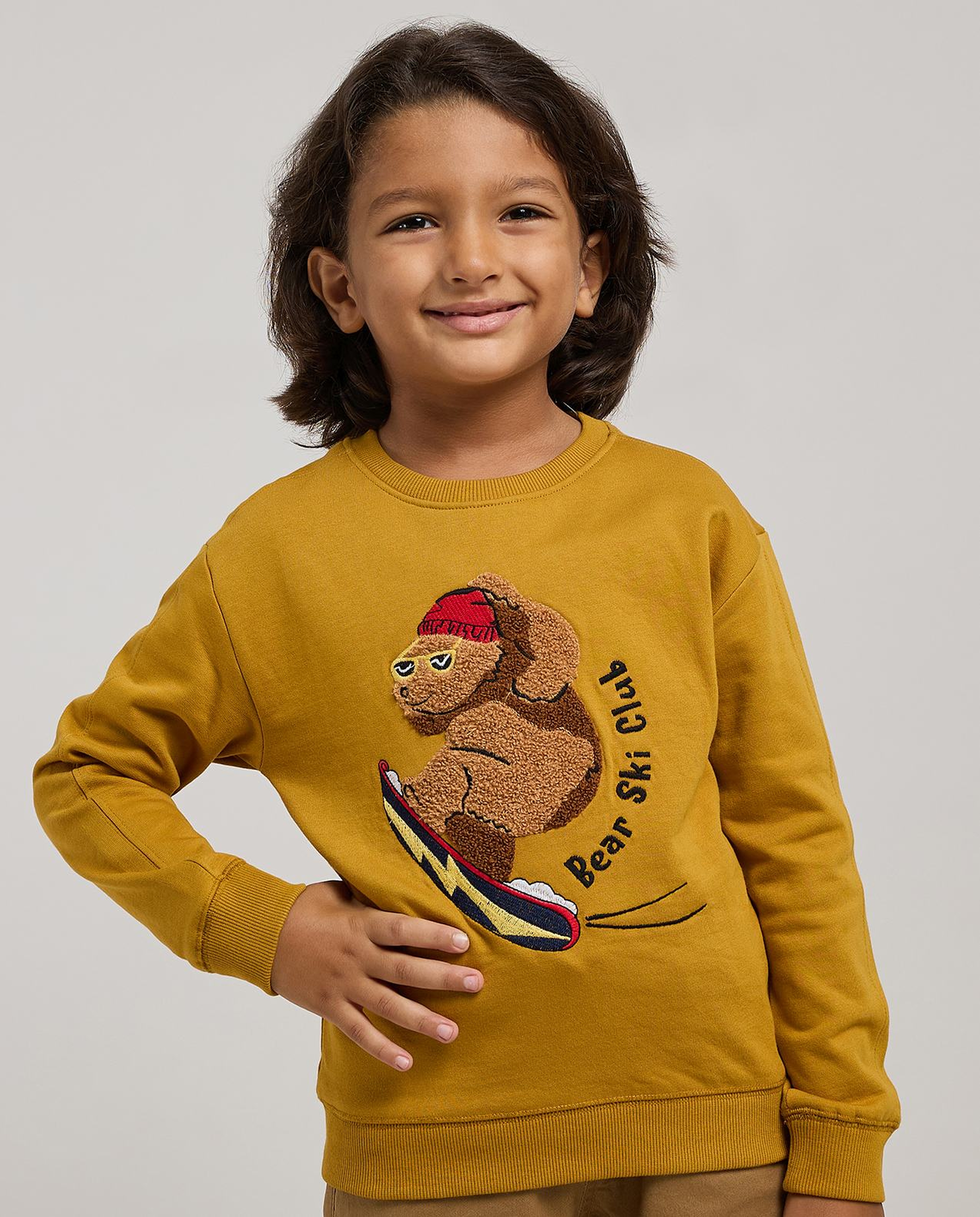 Embroidered Sweatshirt with Crew Neck and Long Sleeves