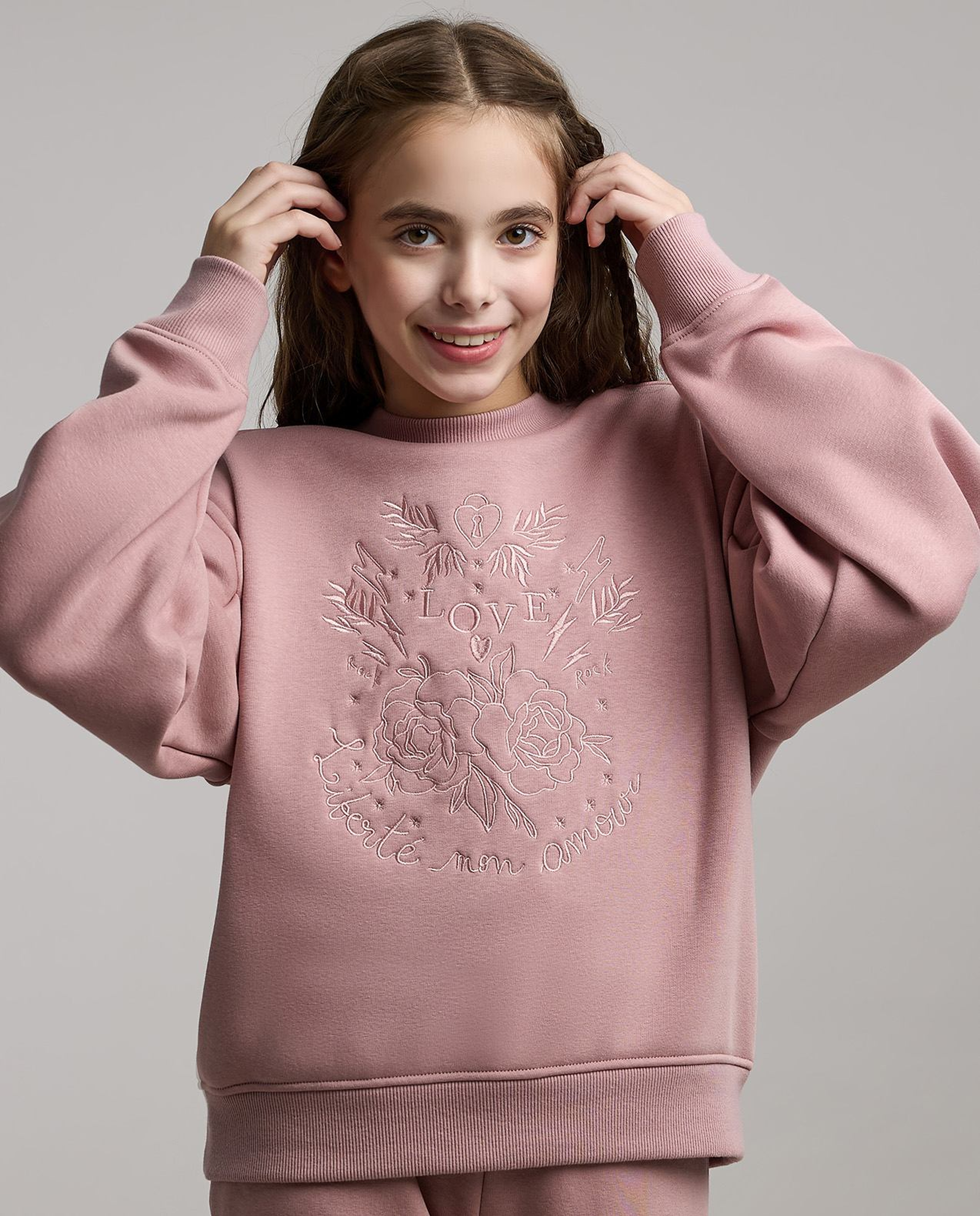 Embroidered Sweatshirt and Jogger Set