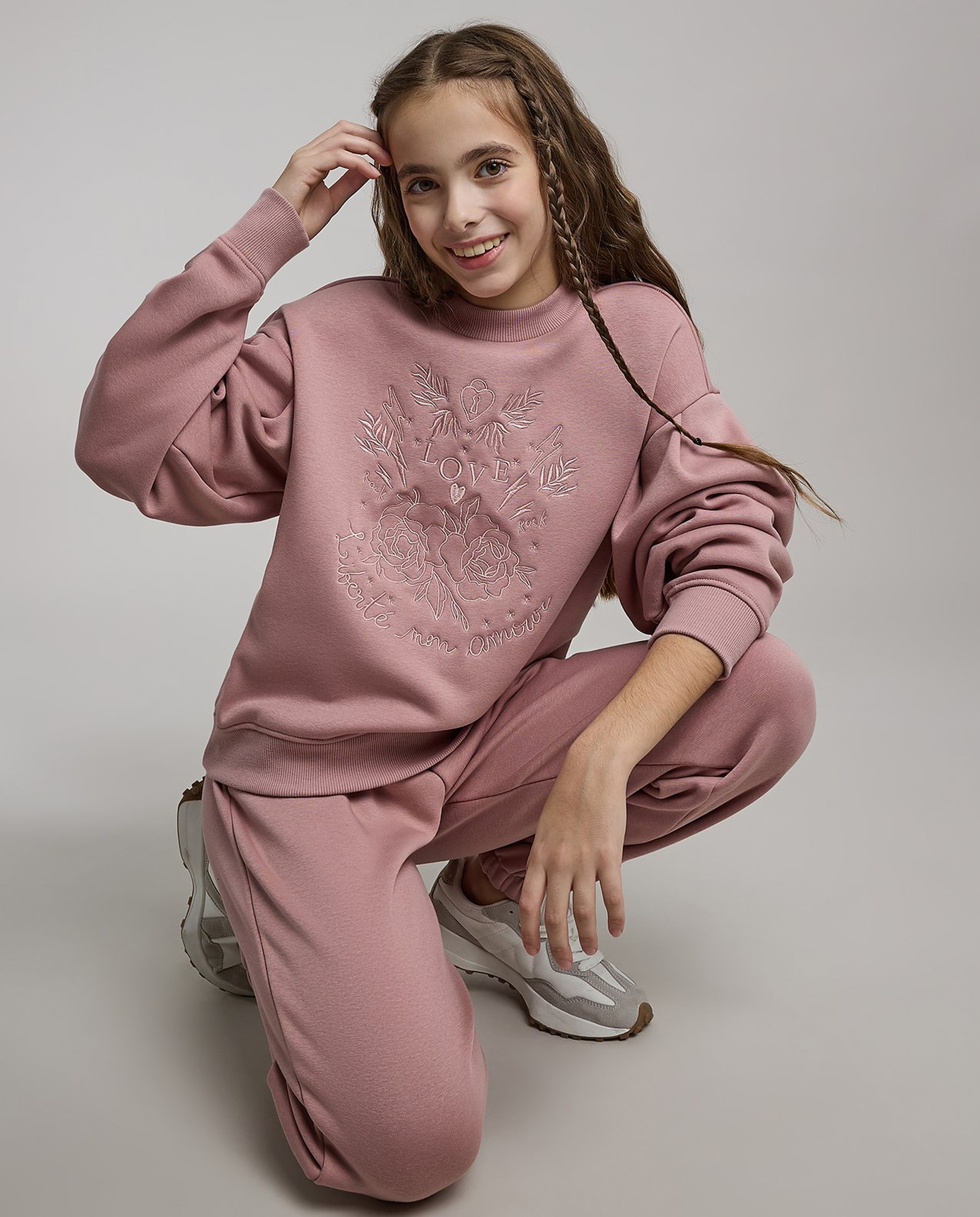 Embroidered Sweatshirt and Jogger Set