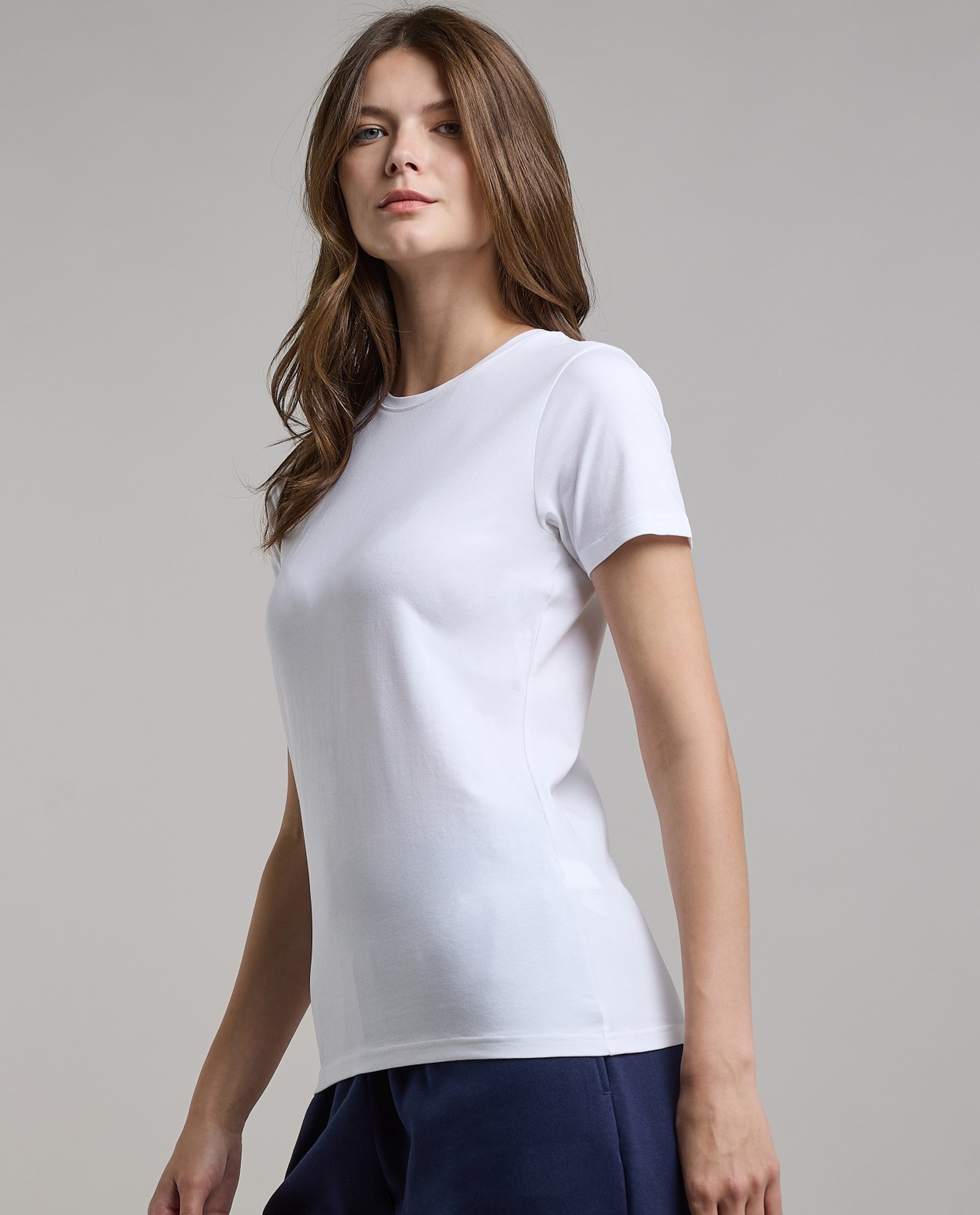 Solid T-Shirt with Crew Neck and Short Sleeves