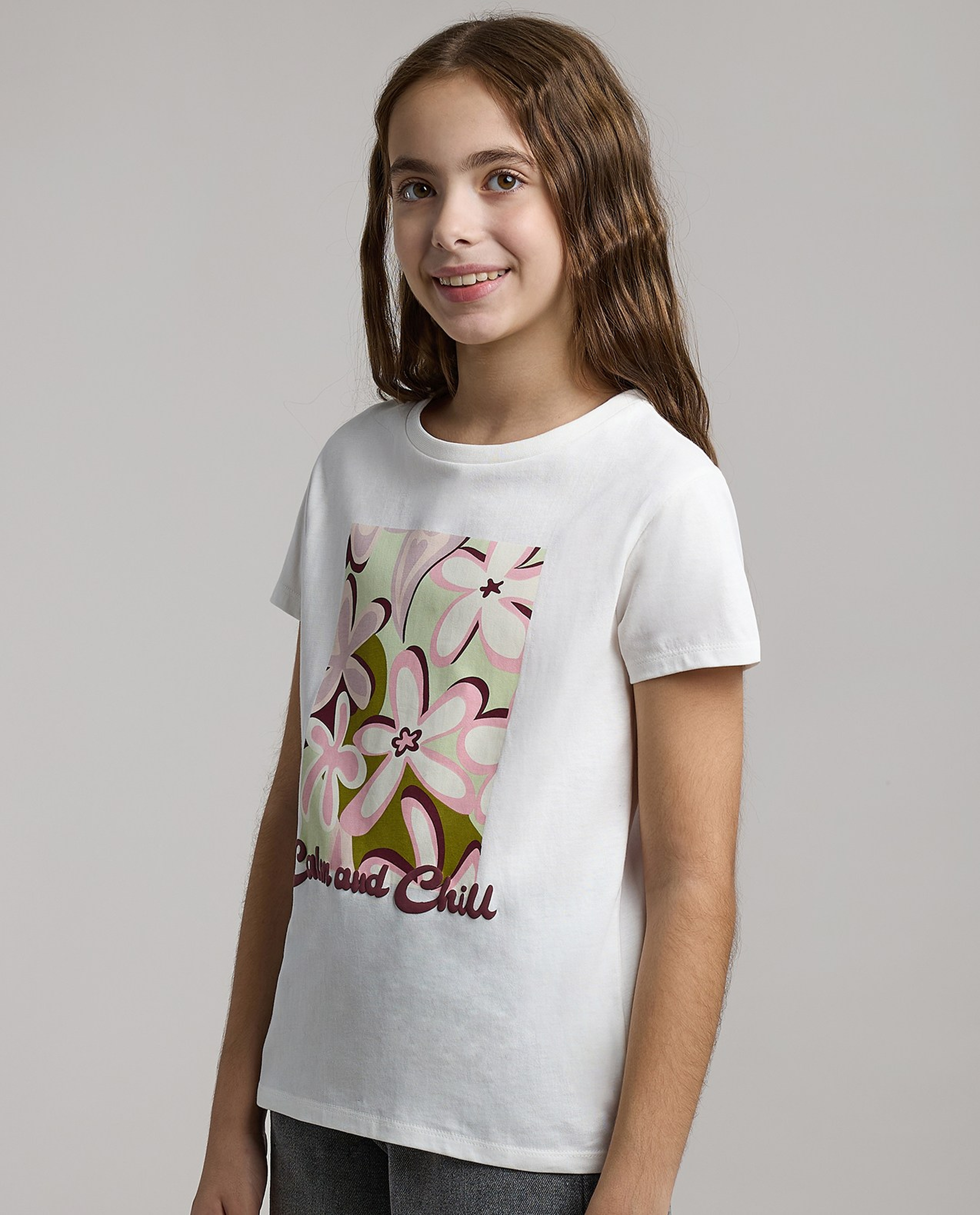 Printed T-Shirt with Crew Neck and Short Sleeves