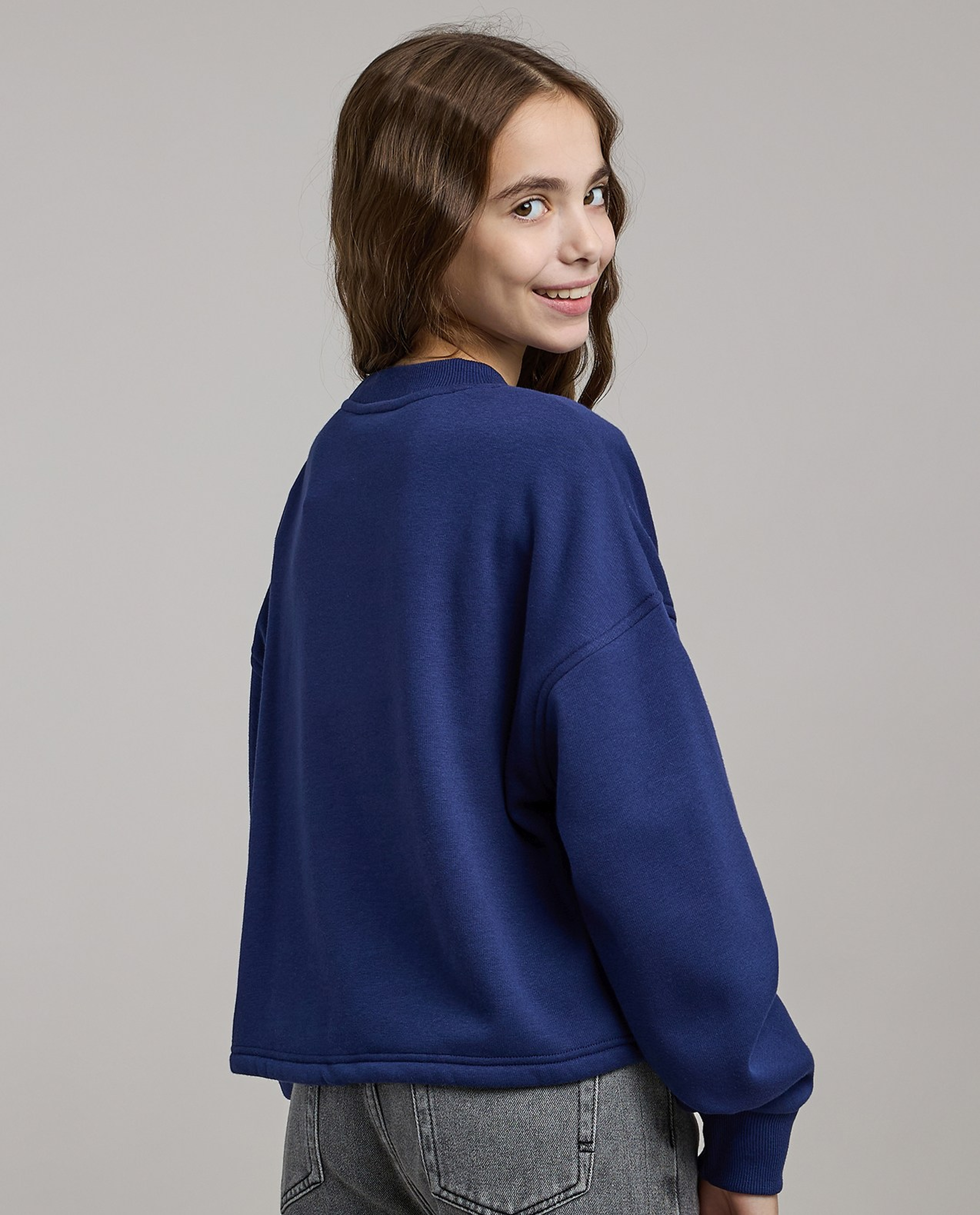 Embroidered Sweatshirt with Crew Neck and Long Sleeves