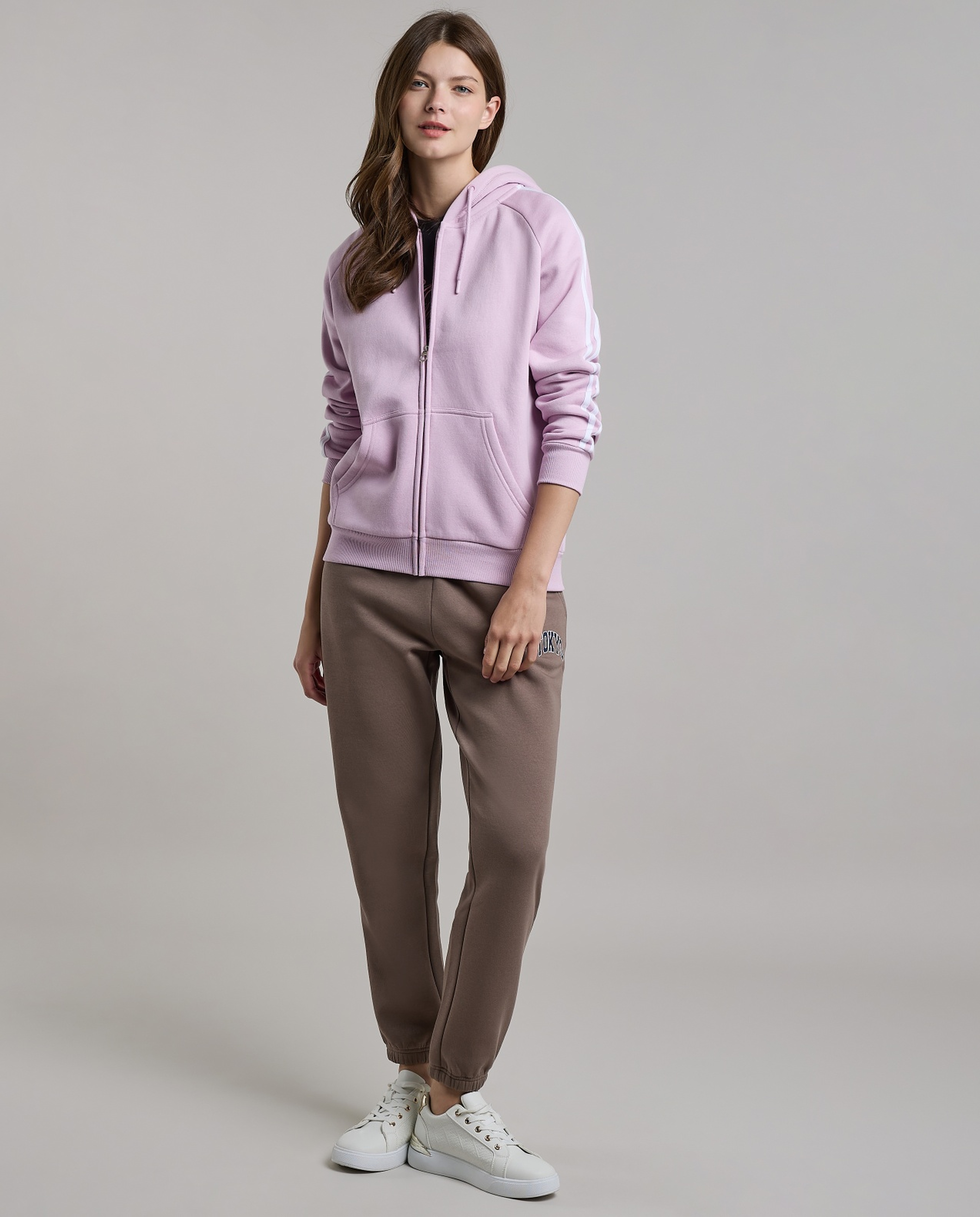 Stripe Detail Hooded Jacket with Long Sleeves