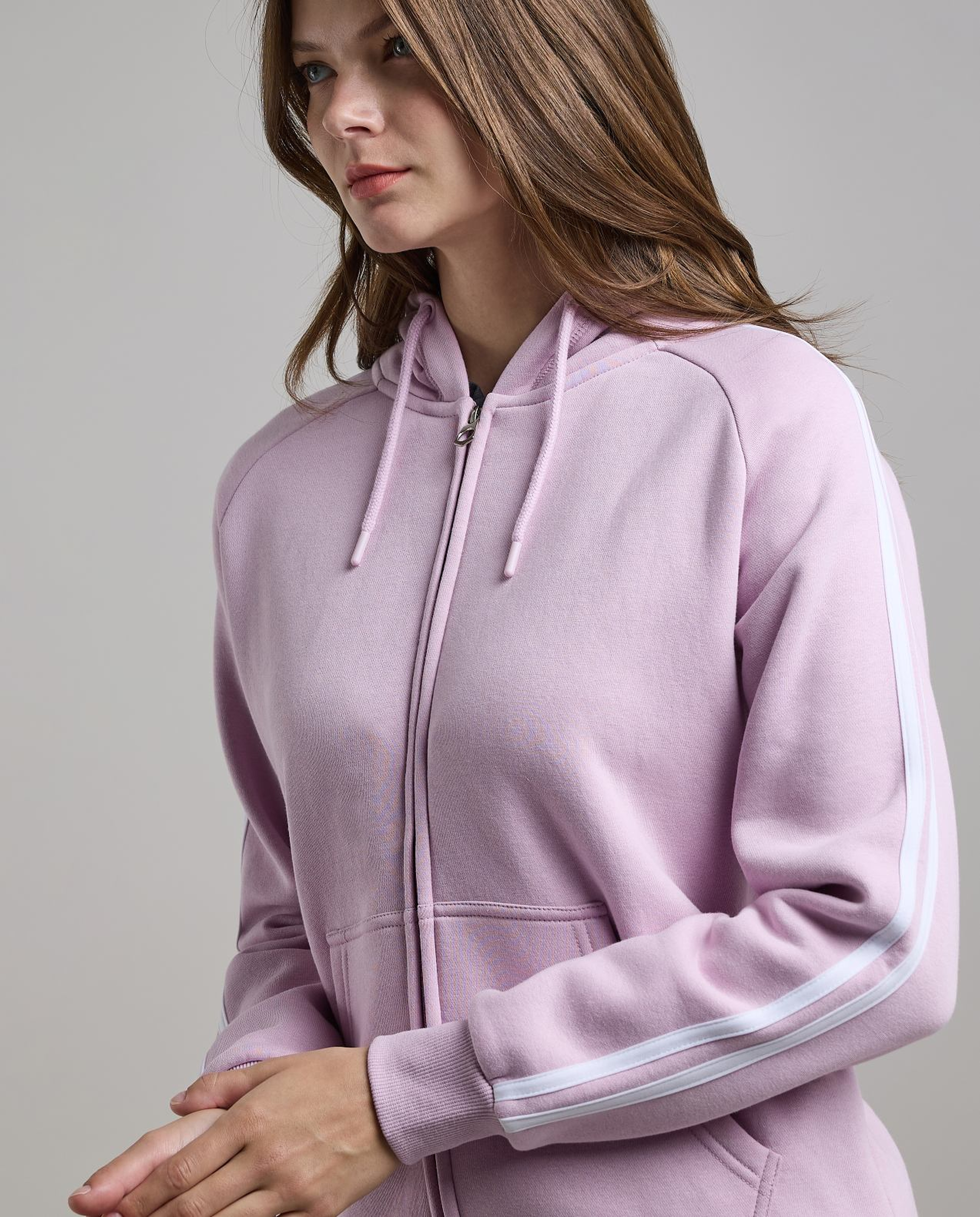 Stripe Detail Hooded Jacket with Long Sleeves