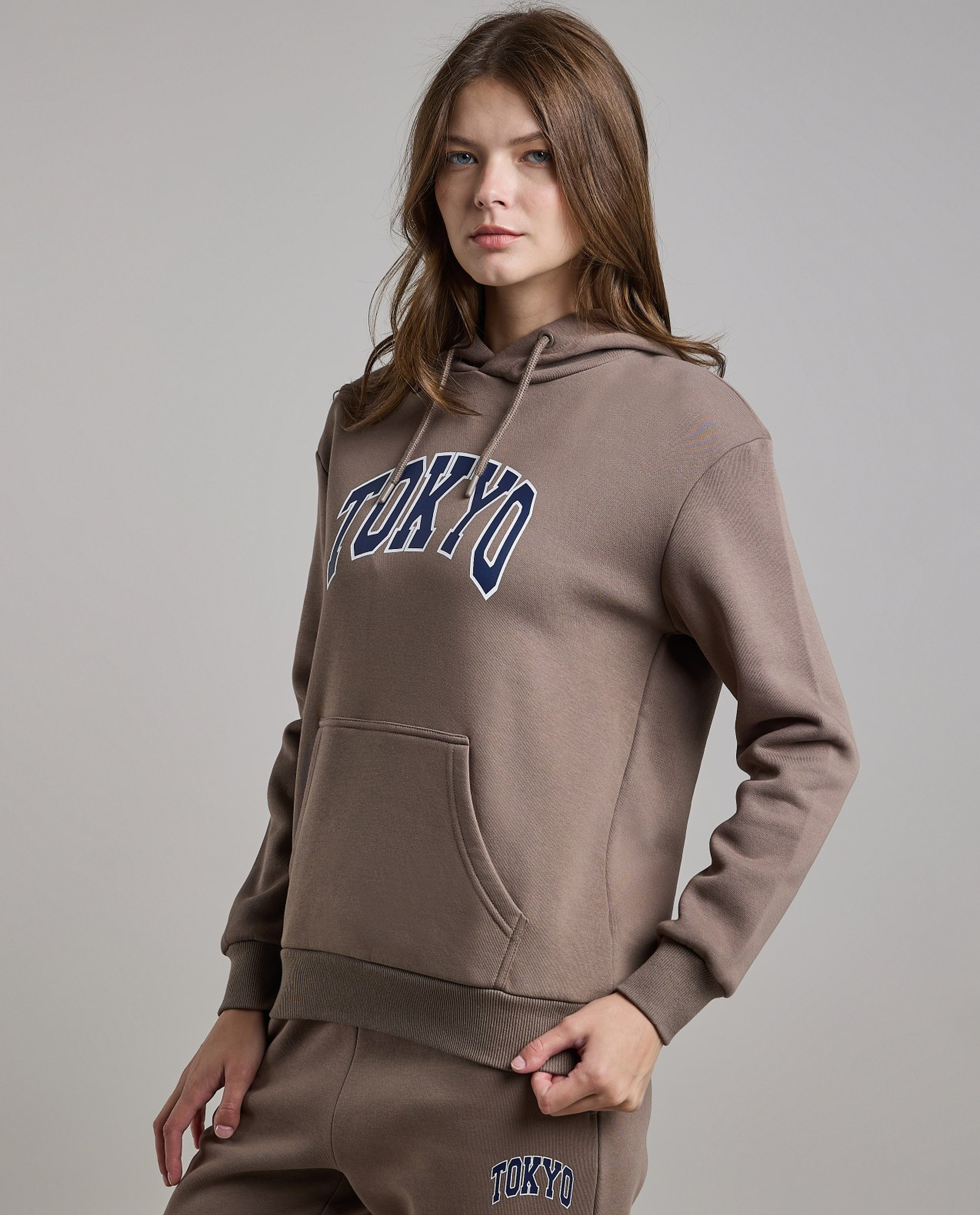 Printed Hoodie with Long Sleeves