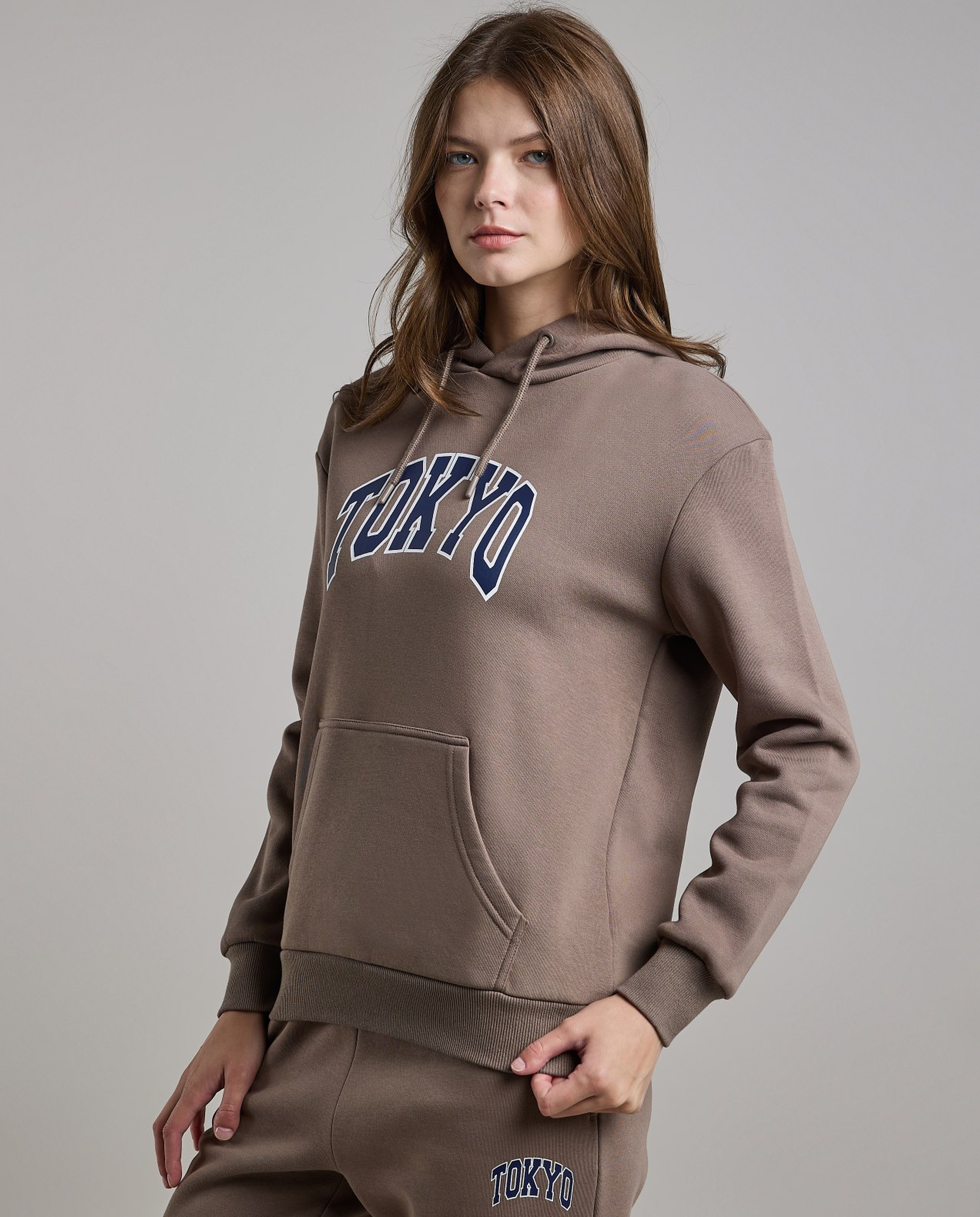 Printed Hoodie with Long Sleeves