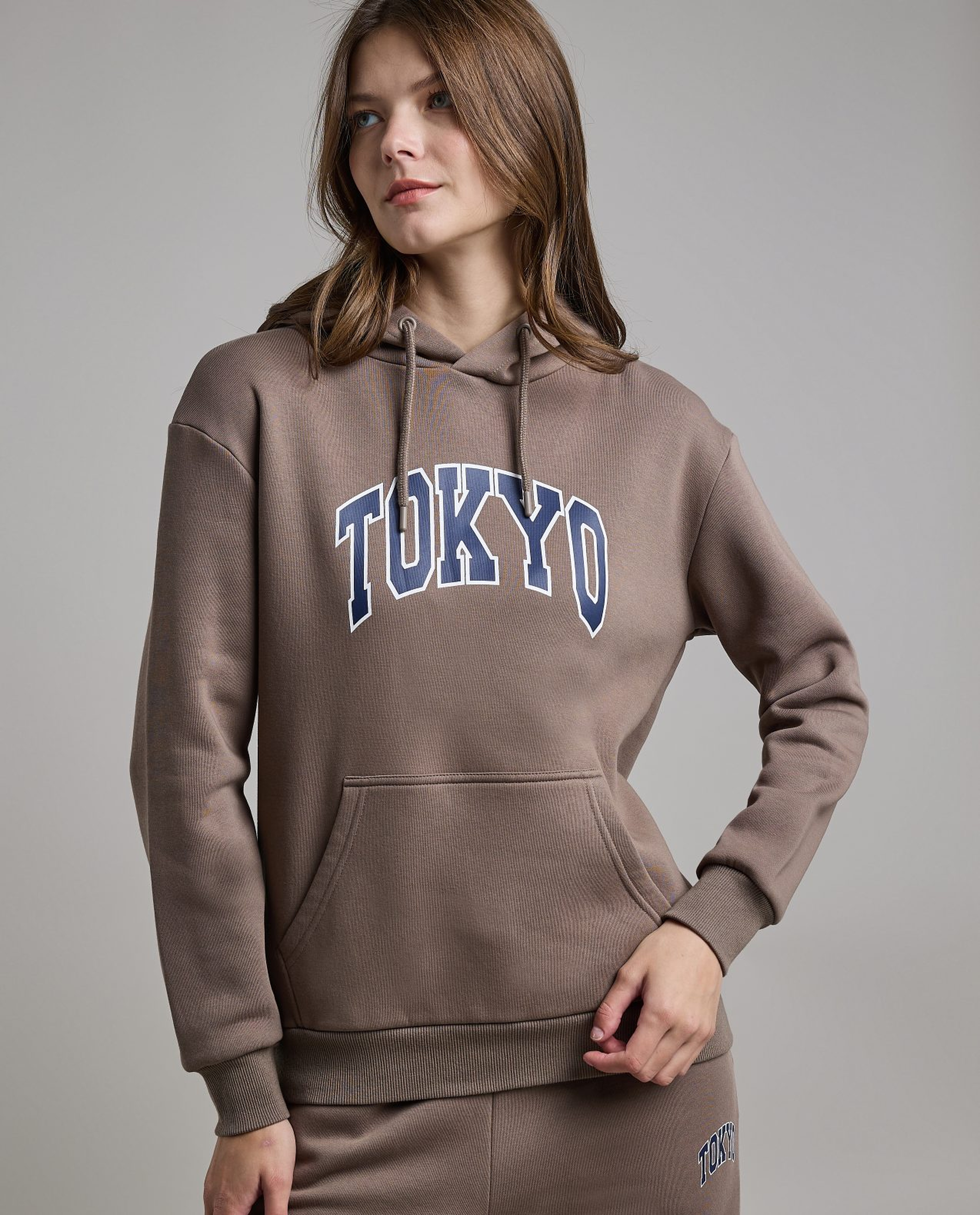 Printed Hoodie with Long Sleeves