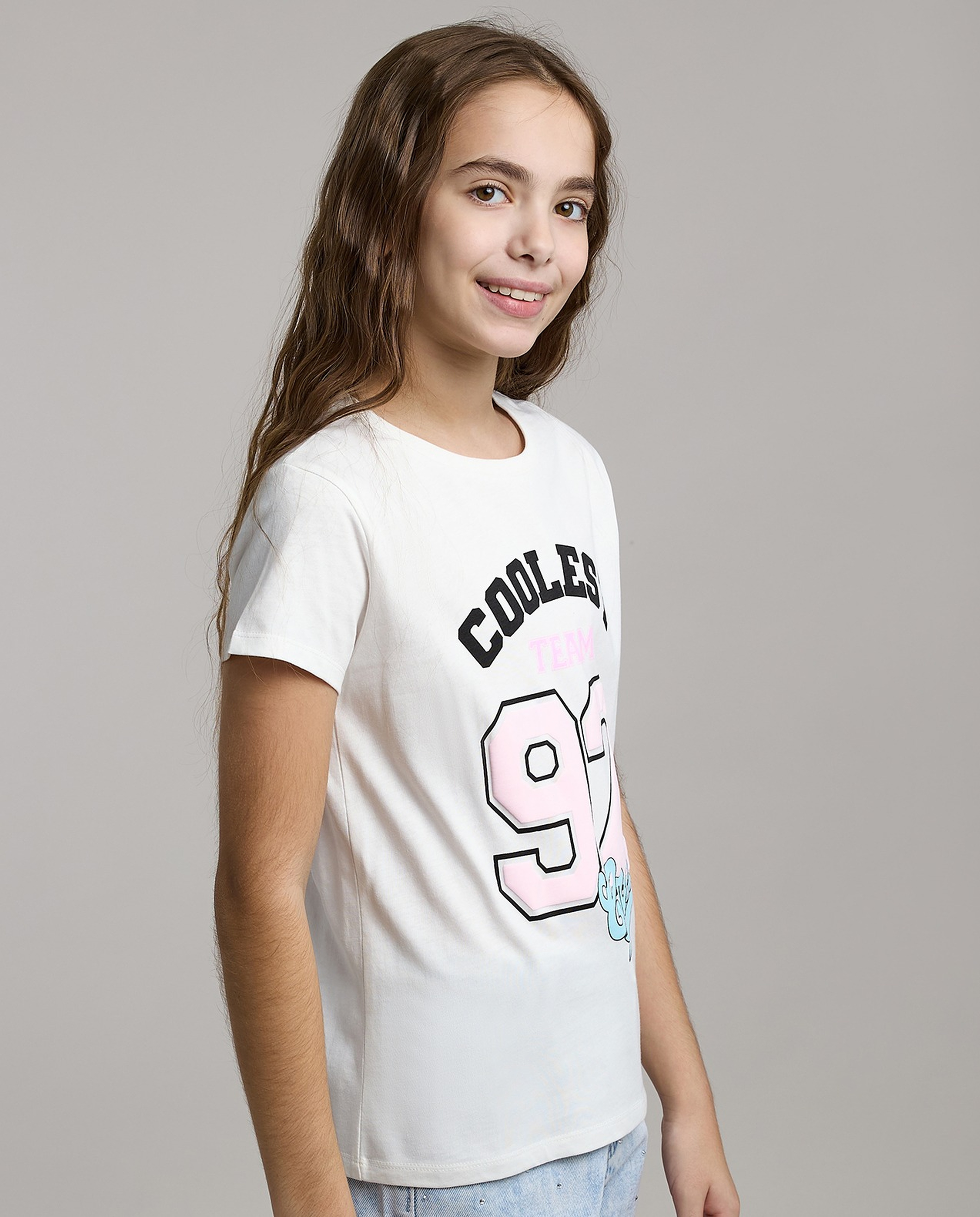 Printed T-Shirt with Crew Neck and Short Sleeves