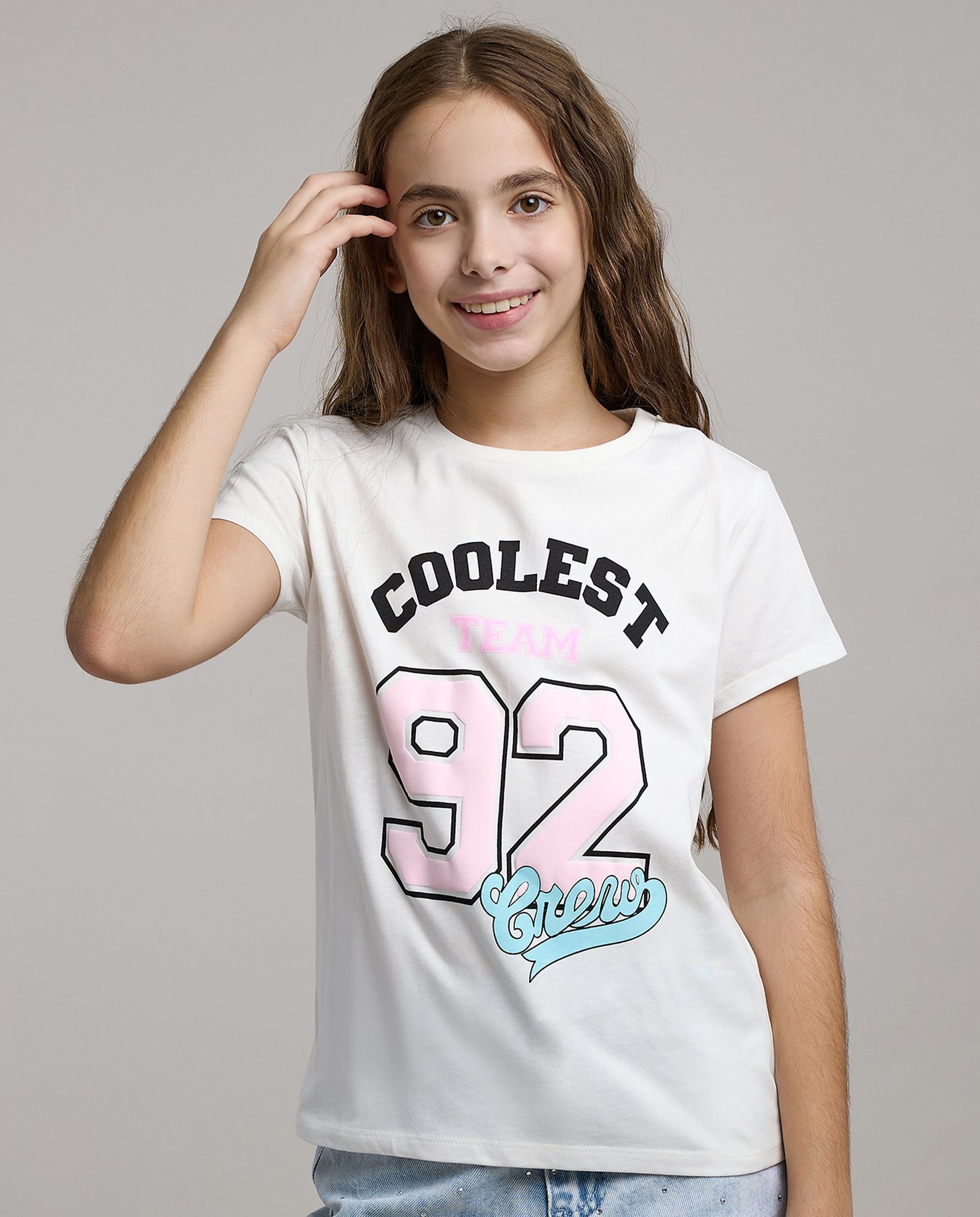 Printed T-Shirt with Crew Neck and Short Sleeves