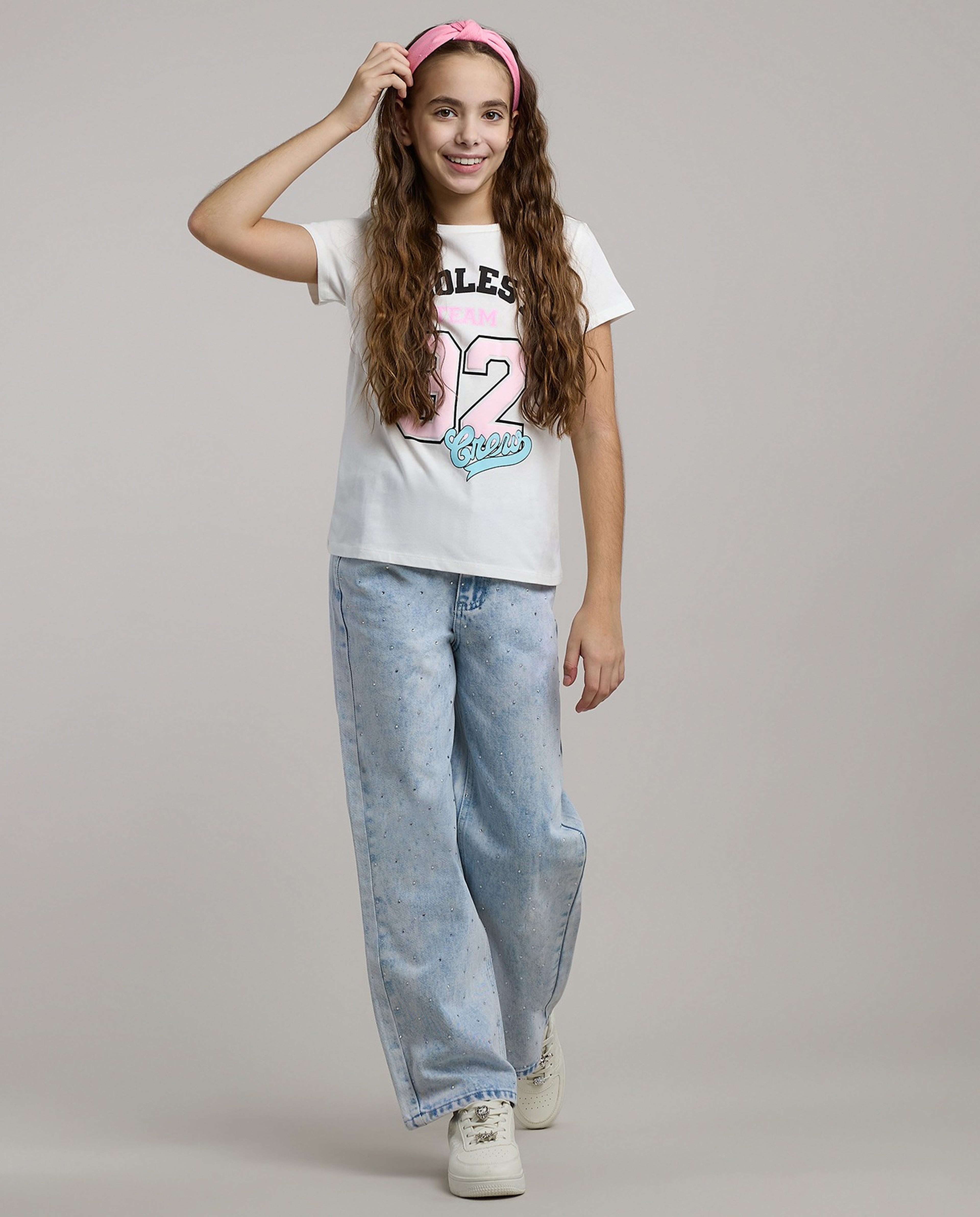 Printed T-Shirt with Crew Neck and Short Sleeves