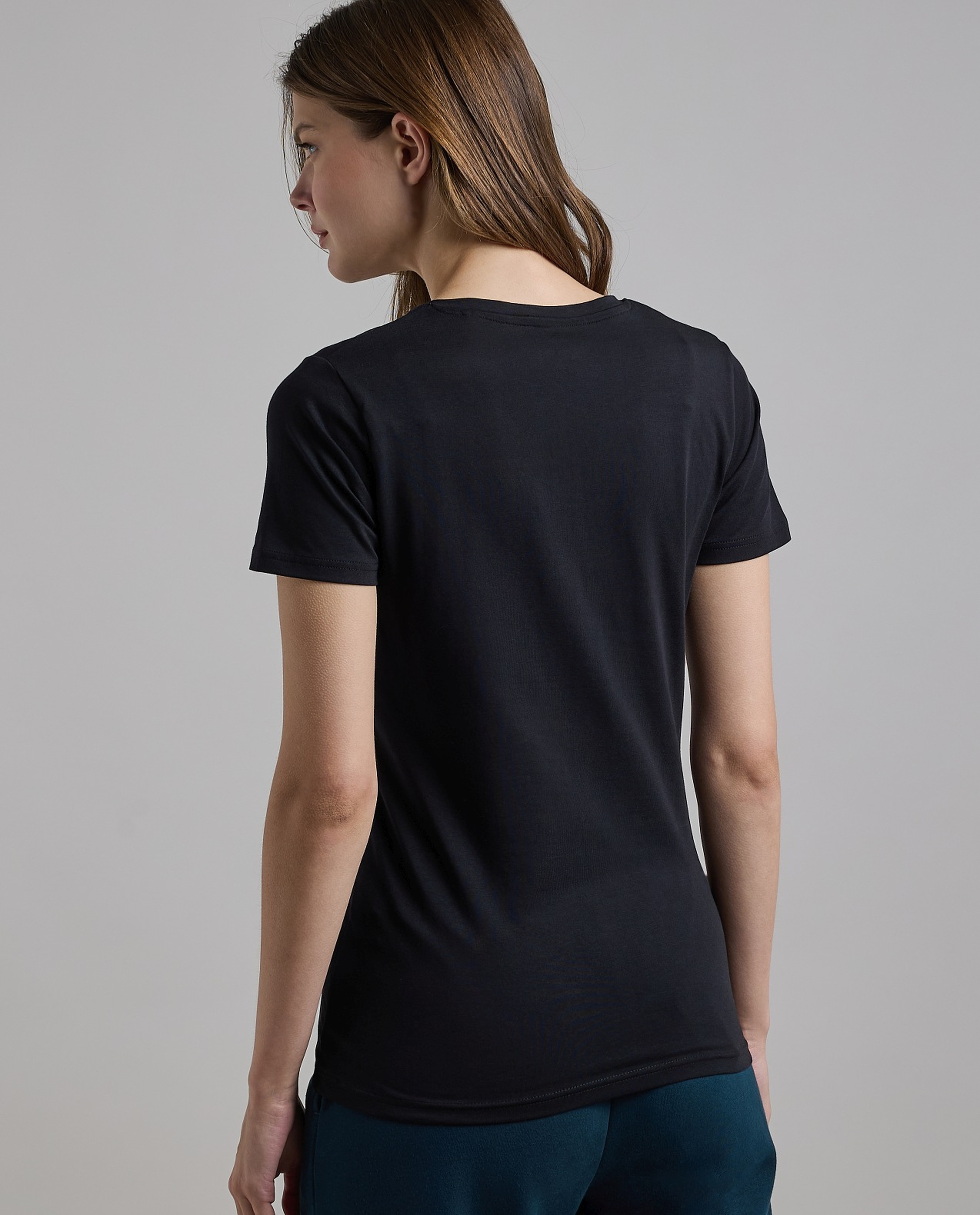 Solid T-Shirt with V-Neck and Short Sleeves