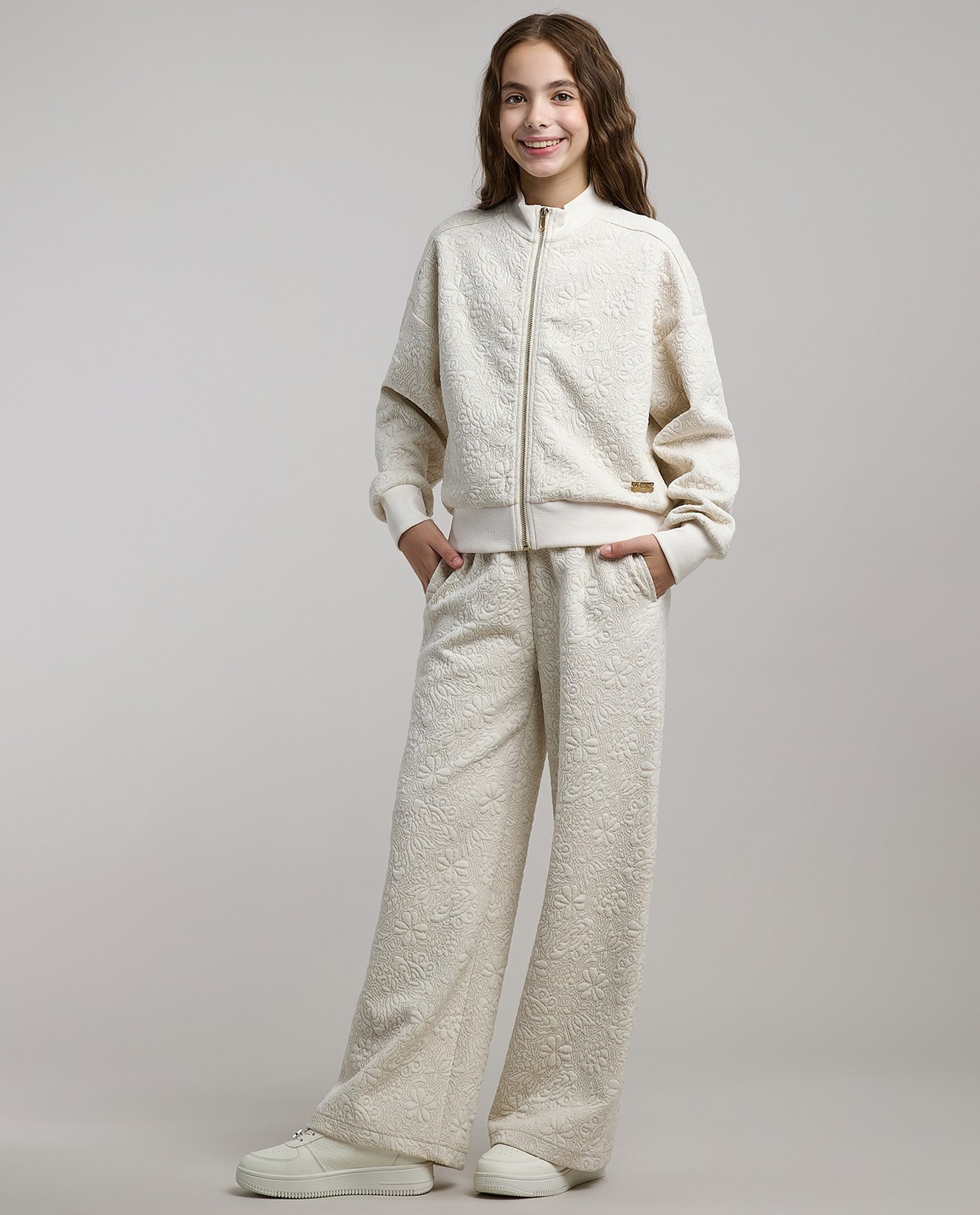 Self Patterned Jacket and Pant Set