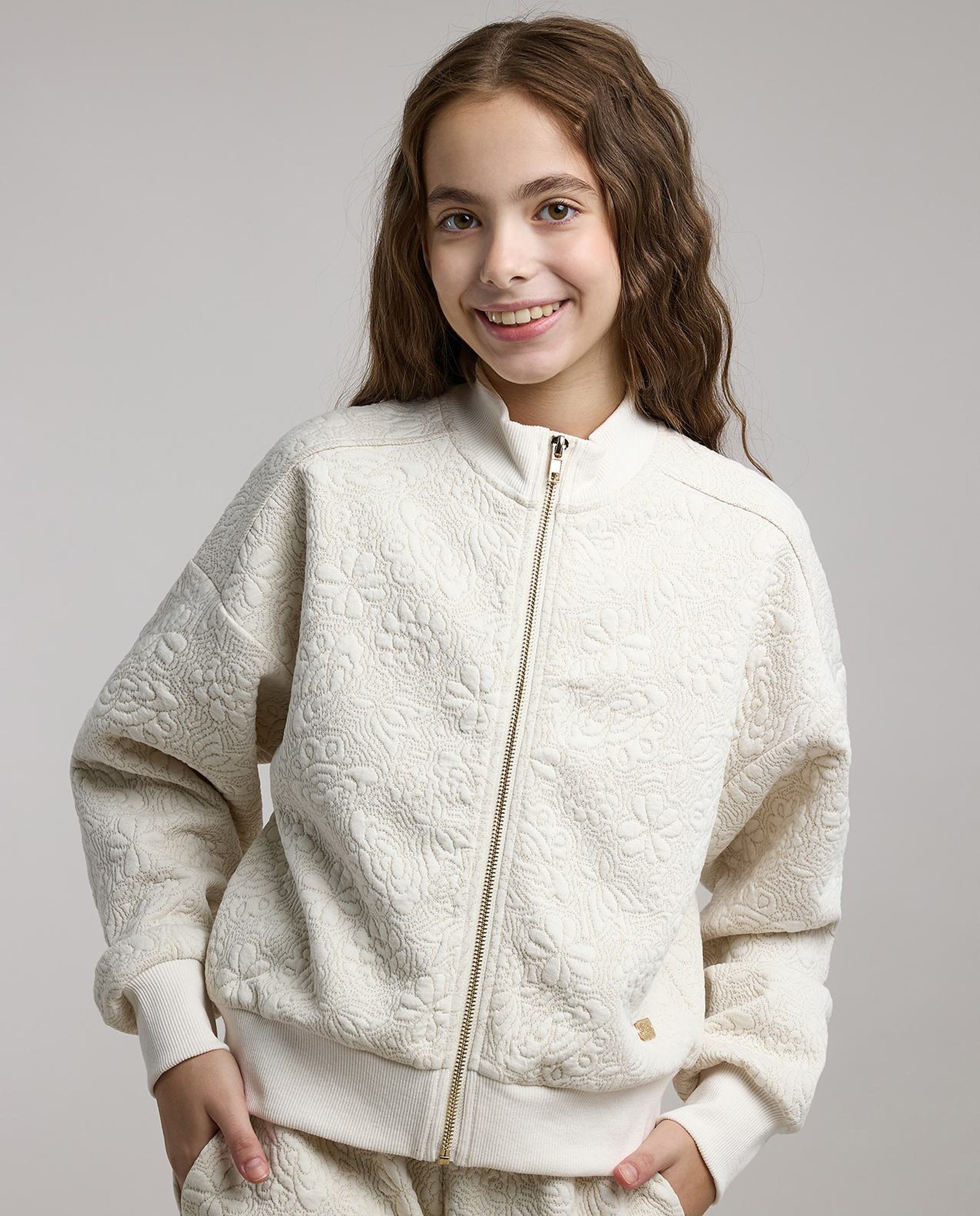 Self Patterned Jacket and Pant Set