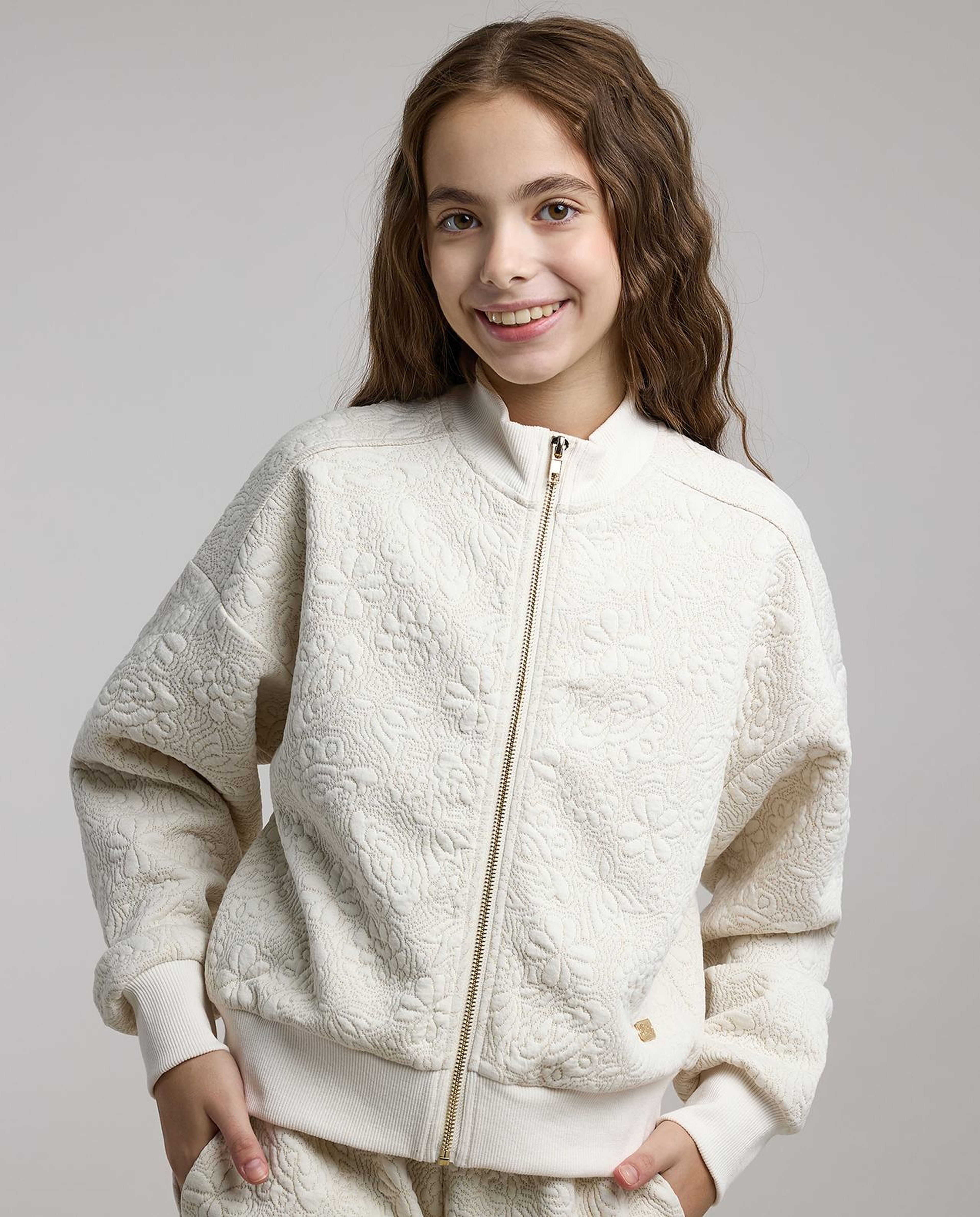 Self Patterned Jacket and Pant Set