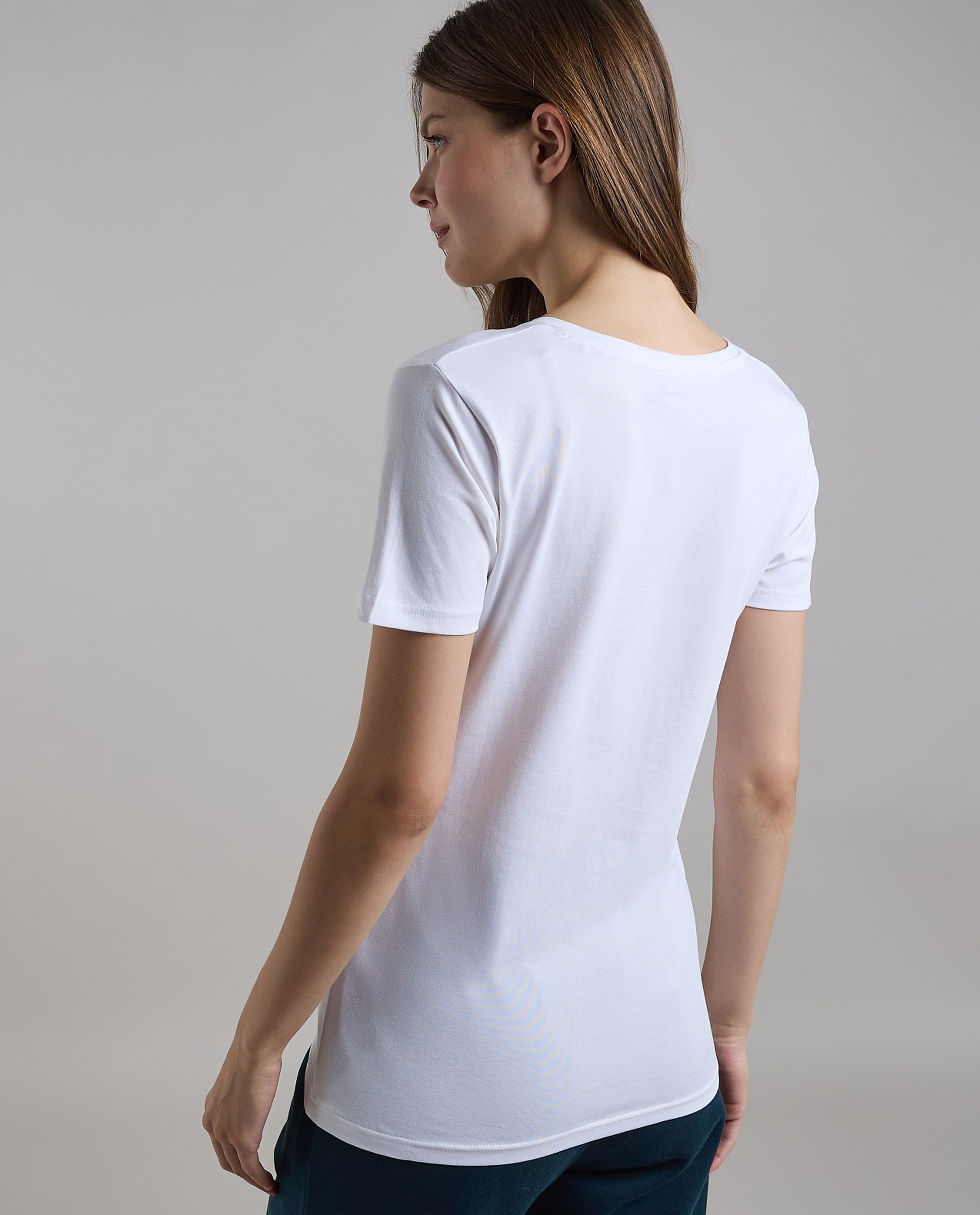 Solid T-Shirt with V-Neck and Short Sleeves