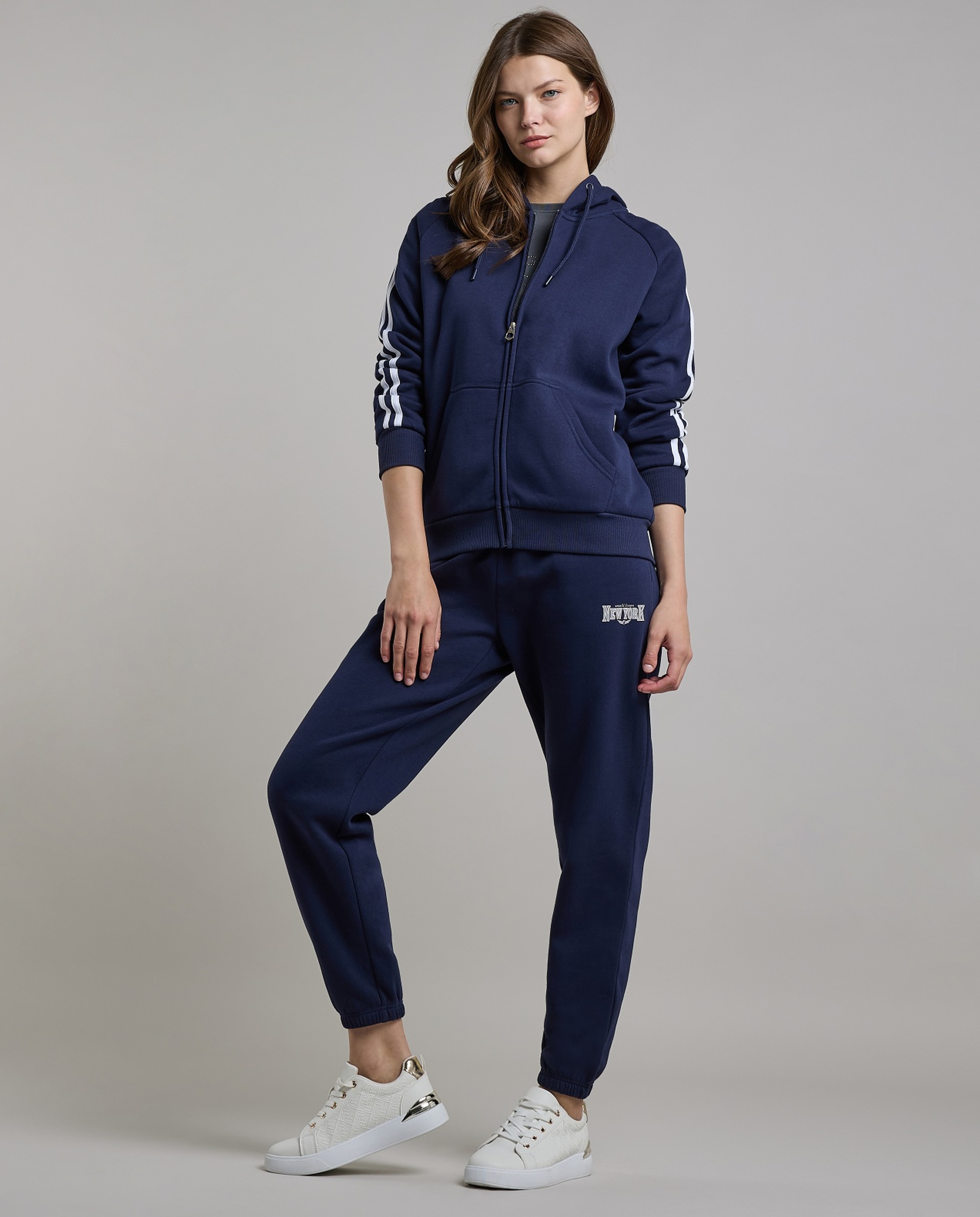 Stripe Detail Hooded Jacket with Long Sleeves