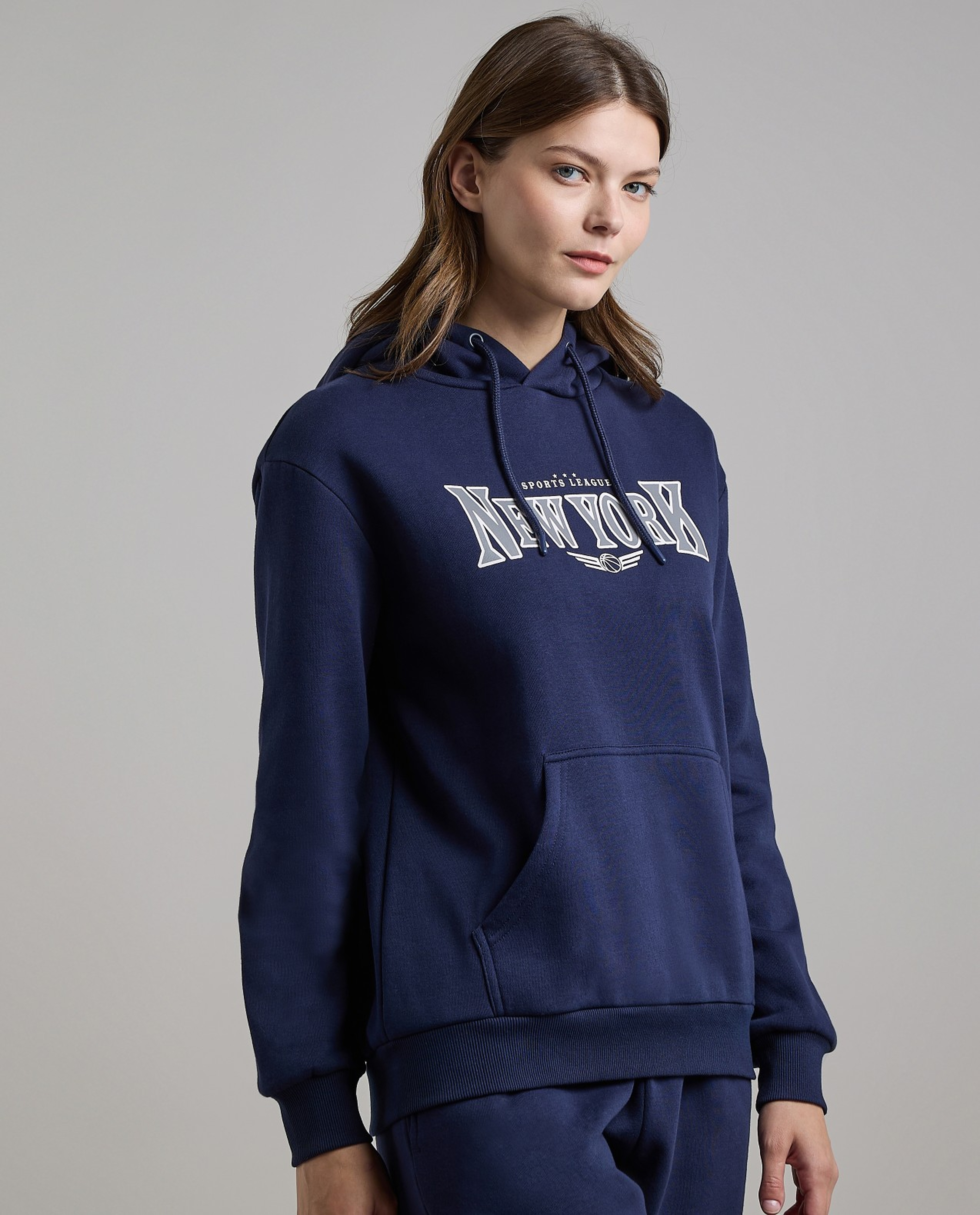 Printed Hoodie with Long Sleeves